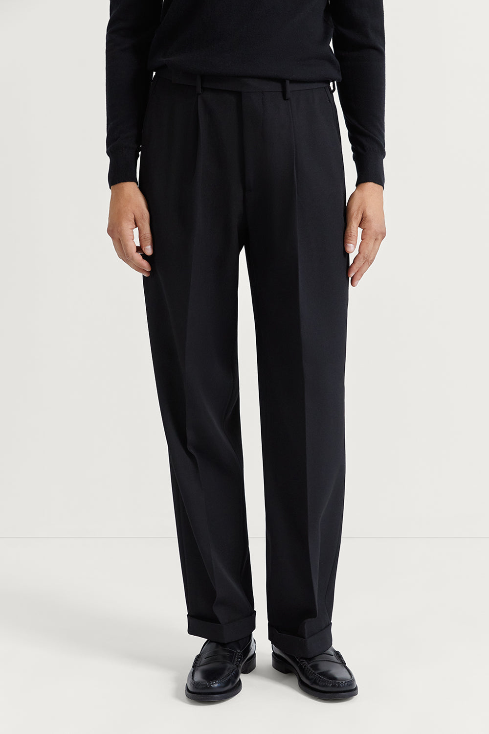 The Wool Gabardine Wide Pants Black