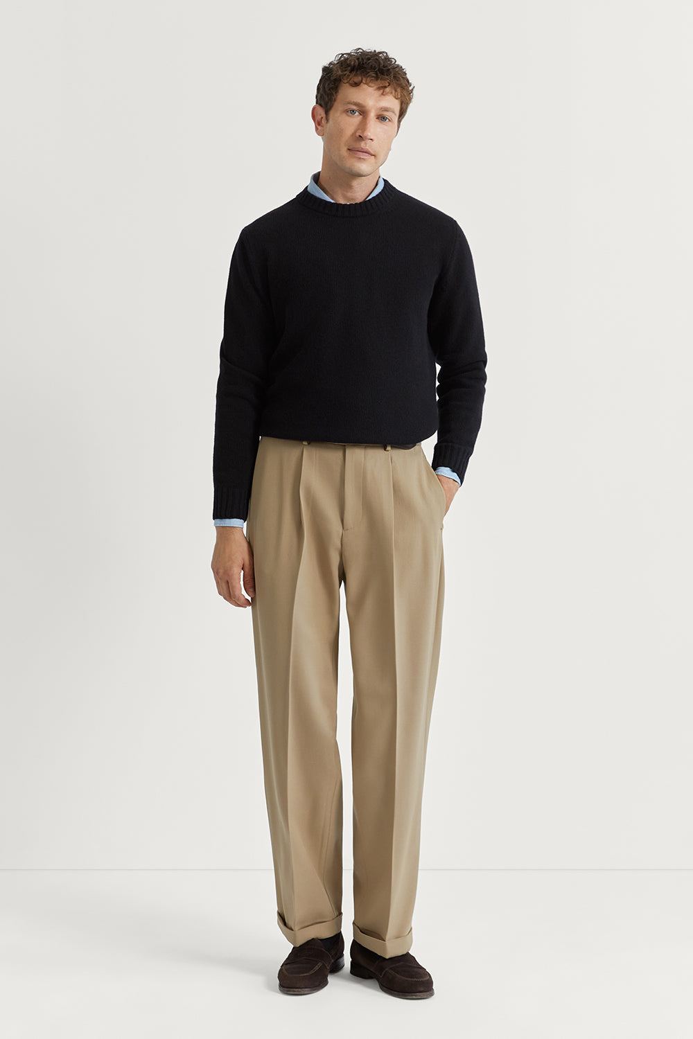 The Wool Gabardine Wide Pants Camel