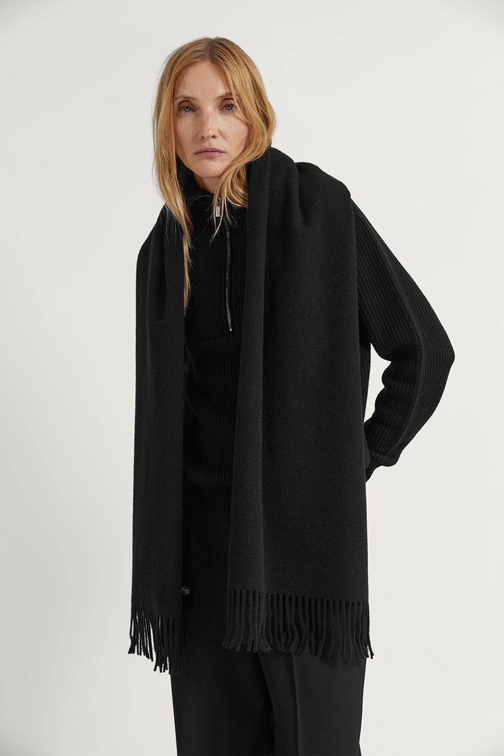 The Fringed Oversized Wool Scarf