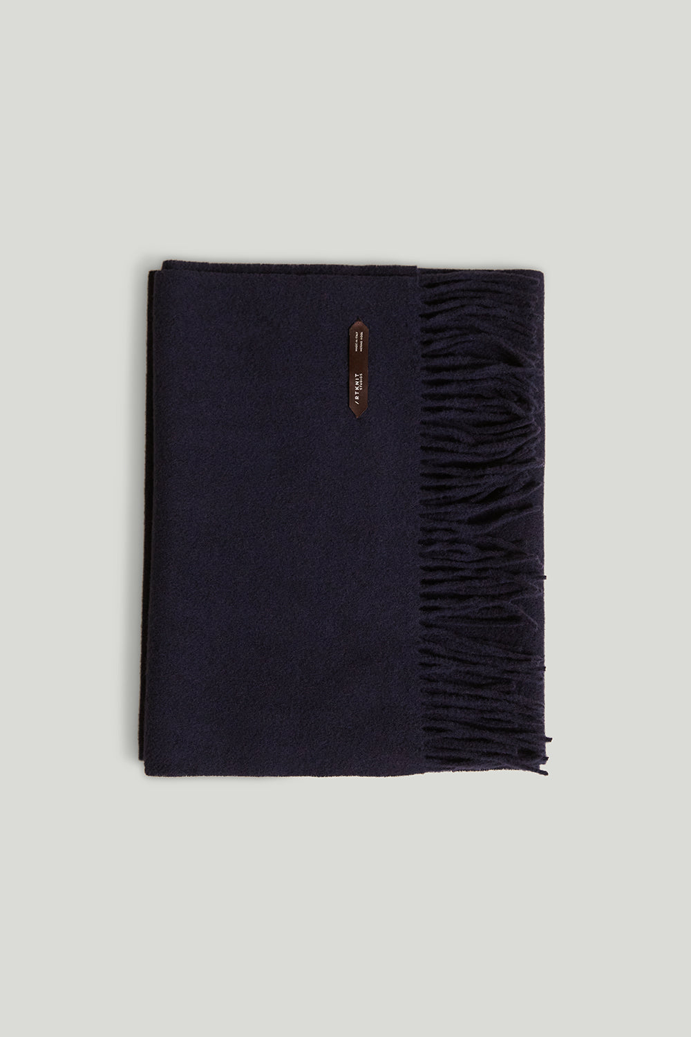 The Fringed Wool Scarf Navy Blue
