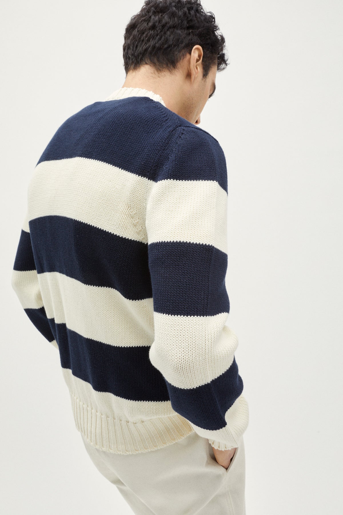 the organic cotton tricot sweater crewneck stripes