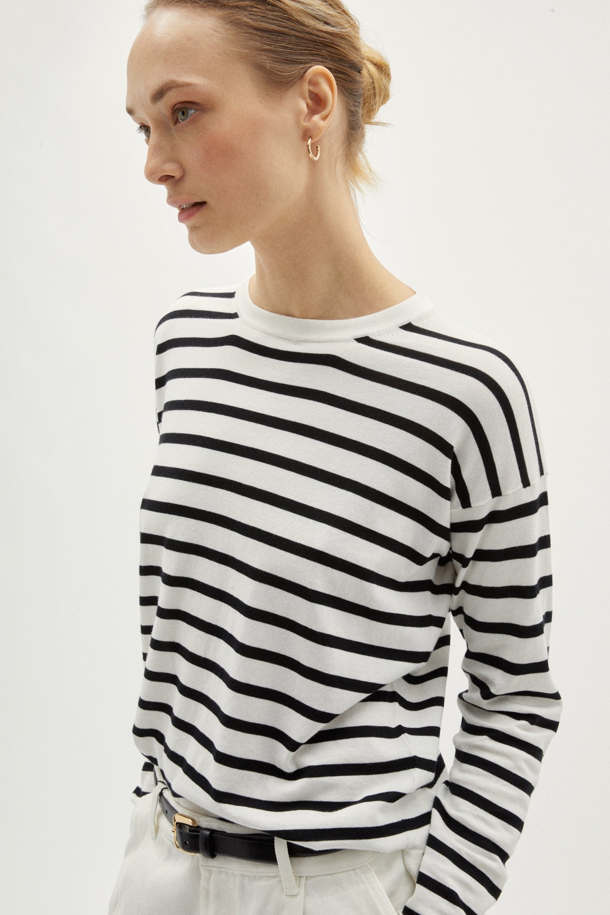 lightweight long sleeve t shirt in organic cotton stripes