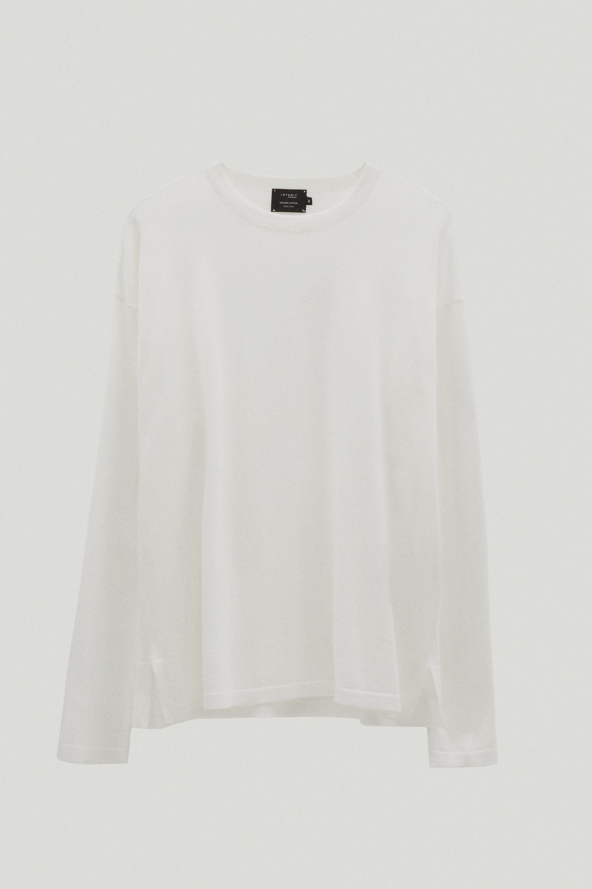 lightweight long sleeve t shirt in organic cotton milk white