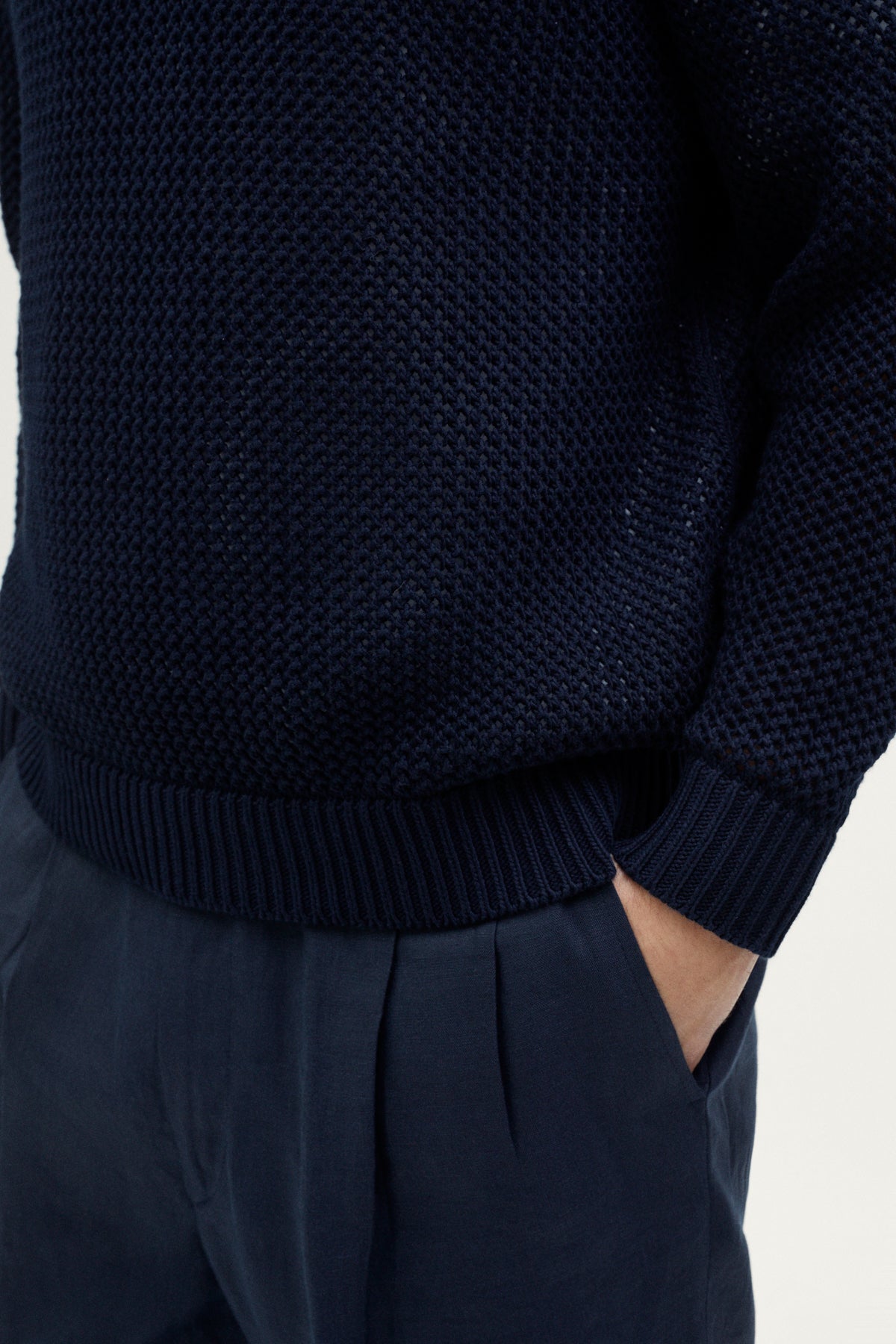 The Organic Cotton Open-Tricot Sweater deep blue