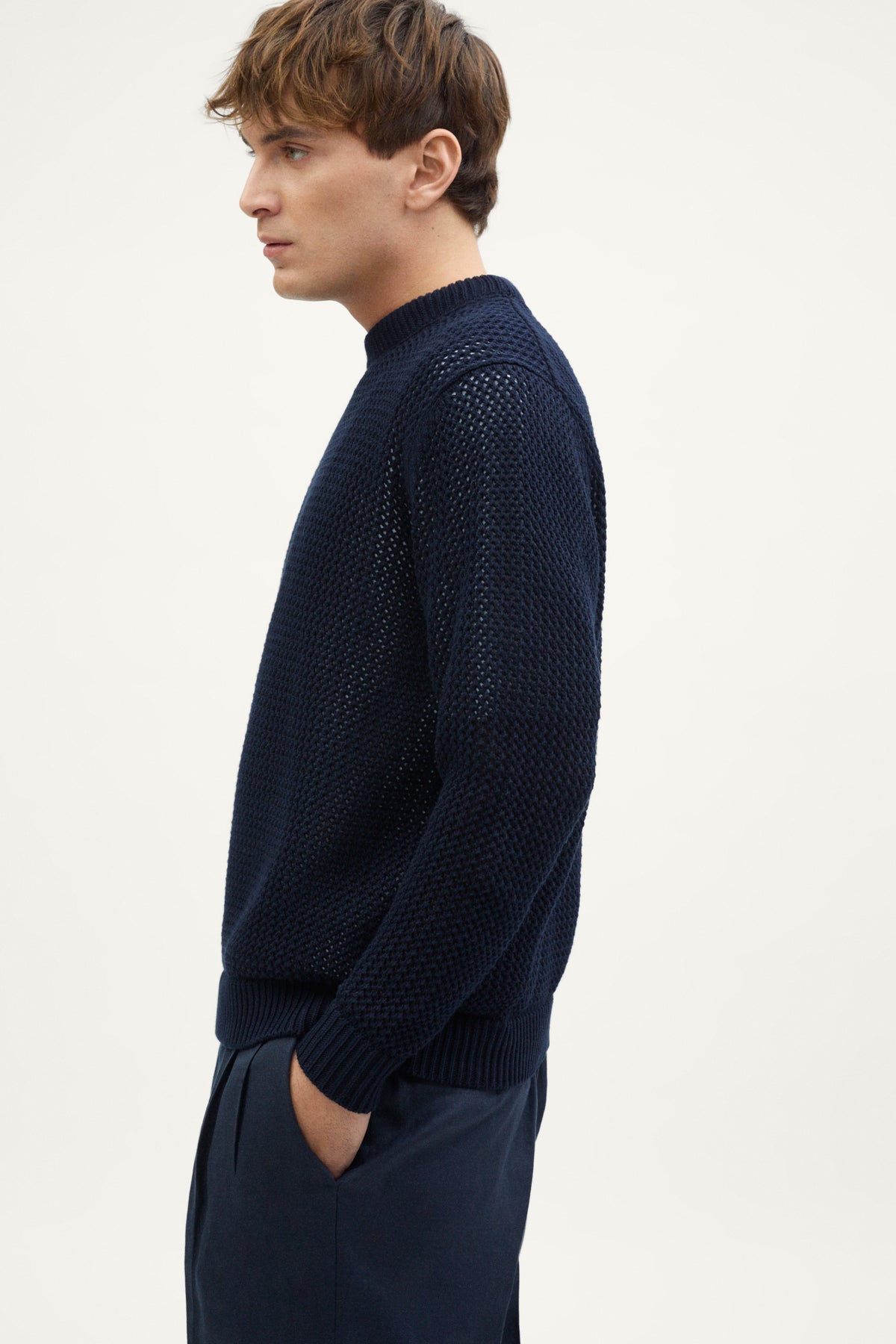 The Organic Cotton Open-Tricot Sweater deep blue