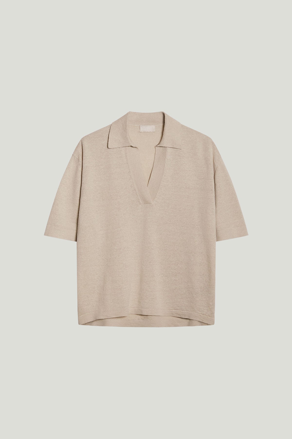 linen cotton boxy polo hay