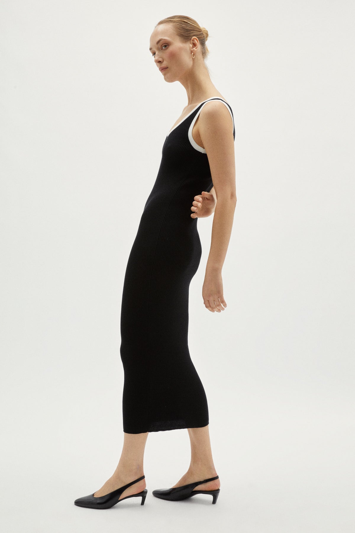 the organic cotton long ribbed tank dress black