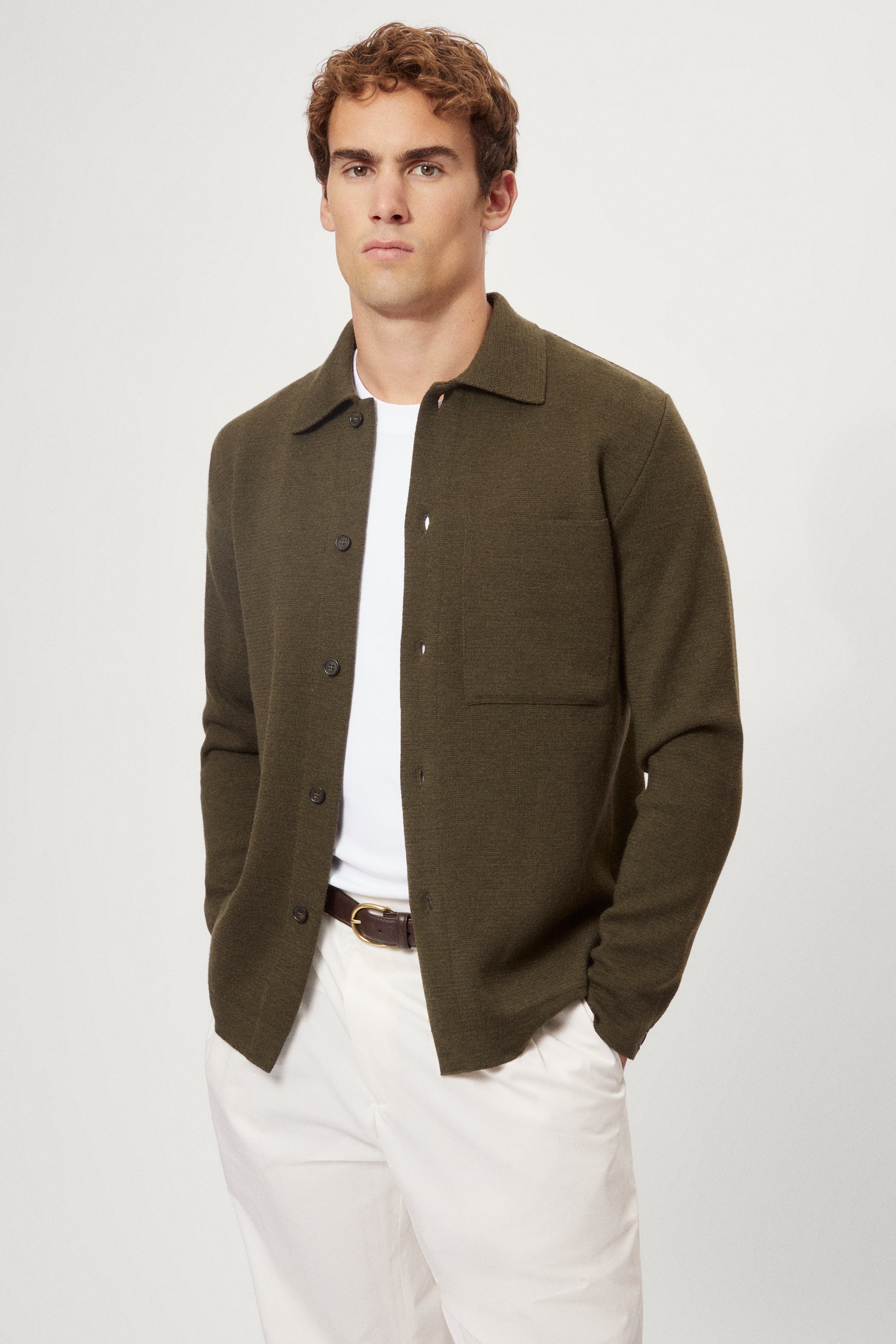 The Merino Wool Overshirt green