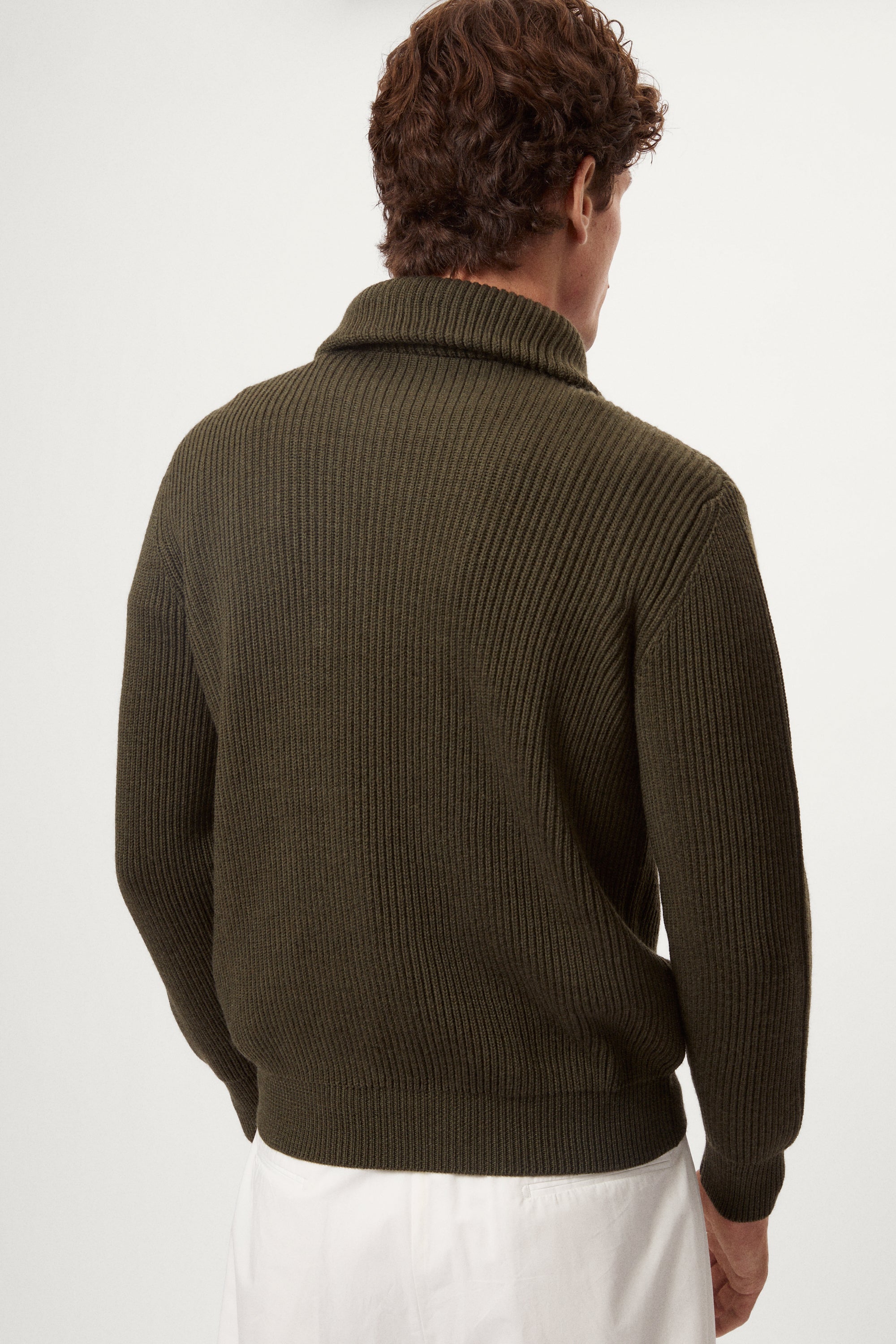The Merino Wool Polo collar Half-Zip Sweater green