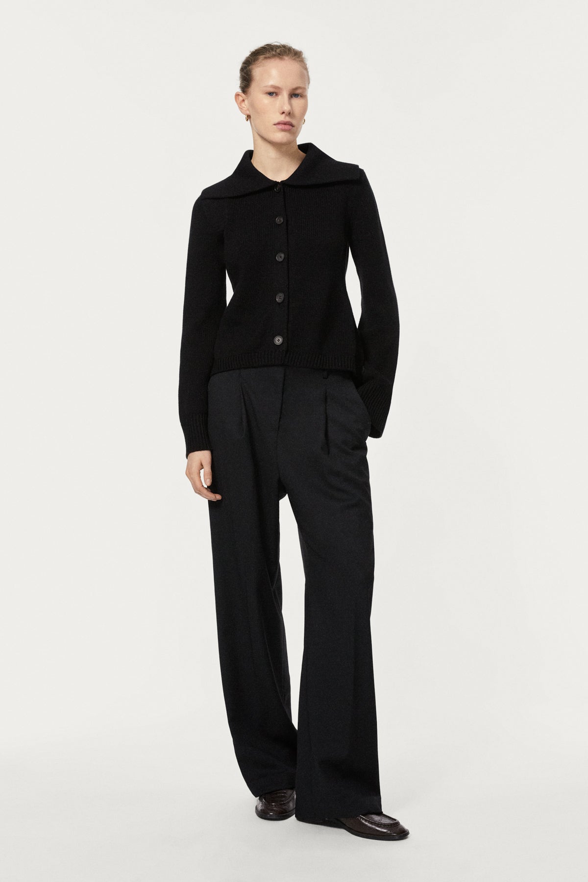 The Organic Cotton Tricot Cardigan black