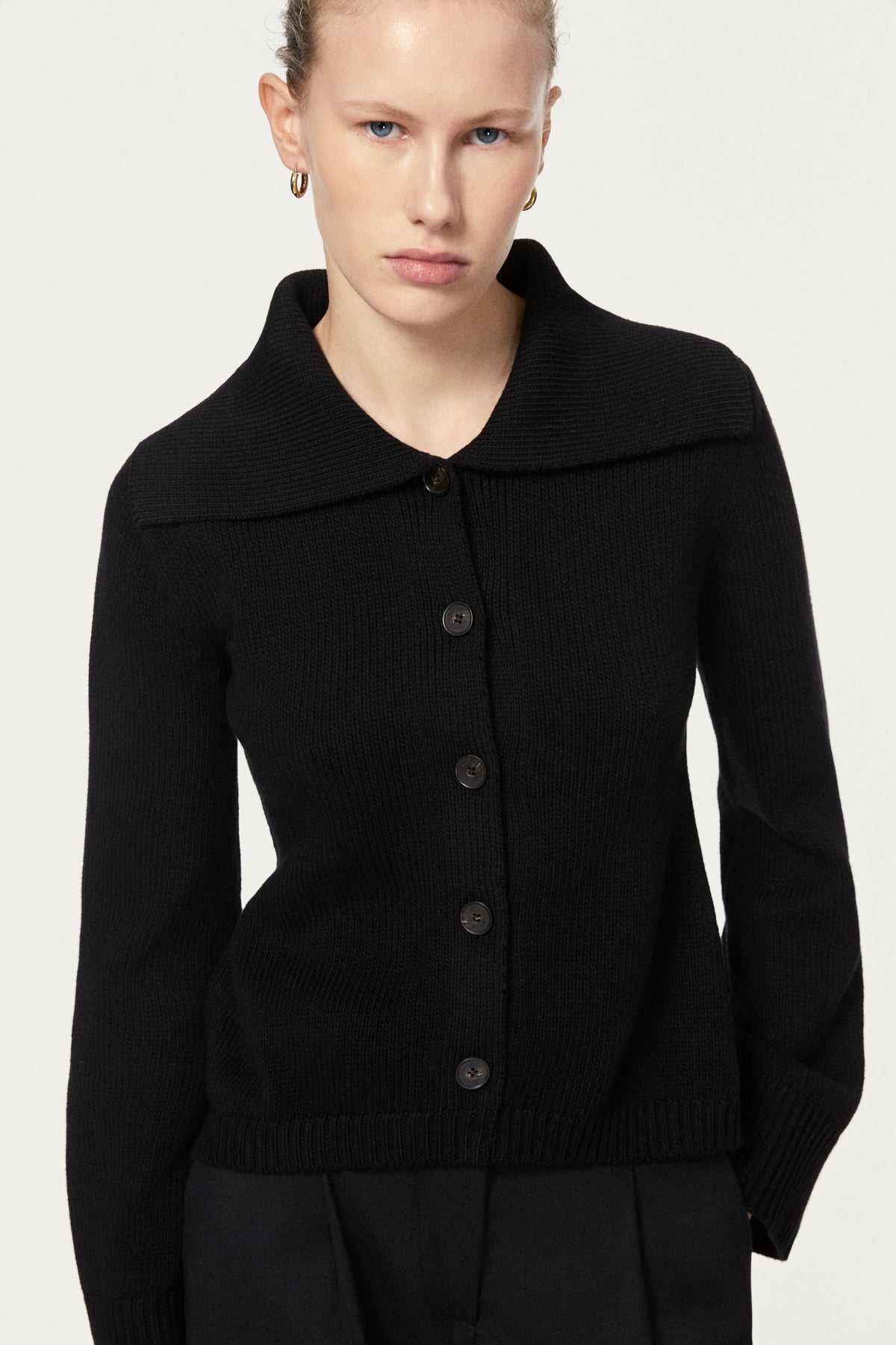 The Organic Cotton Tricot Cardigan black