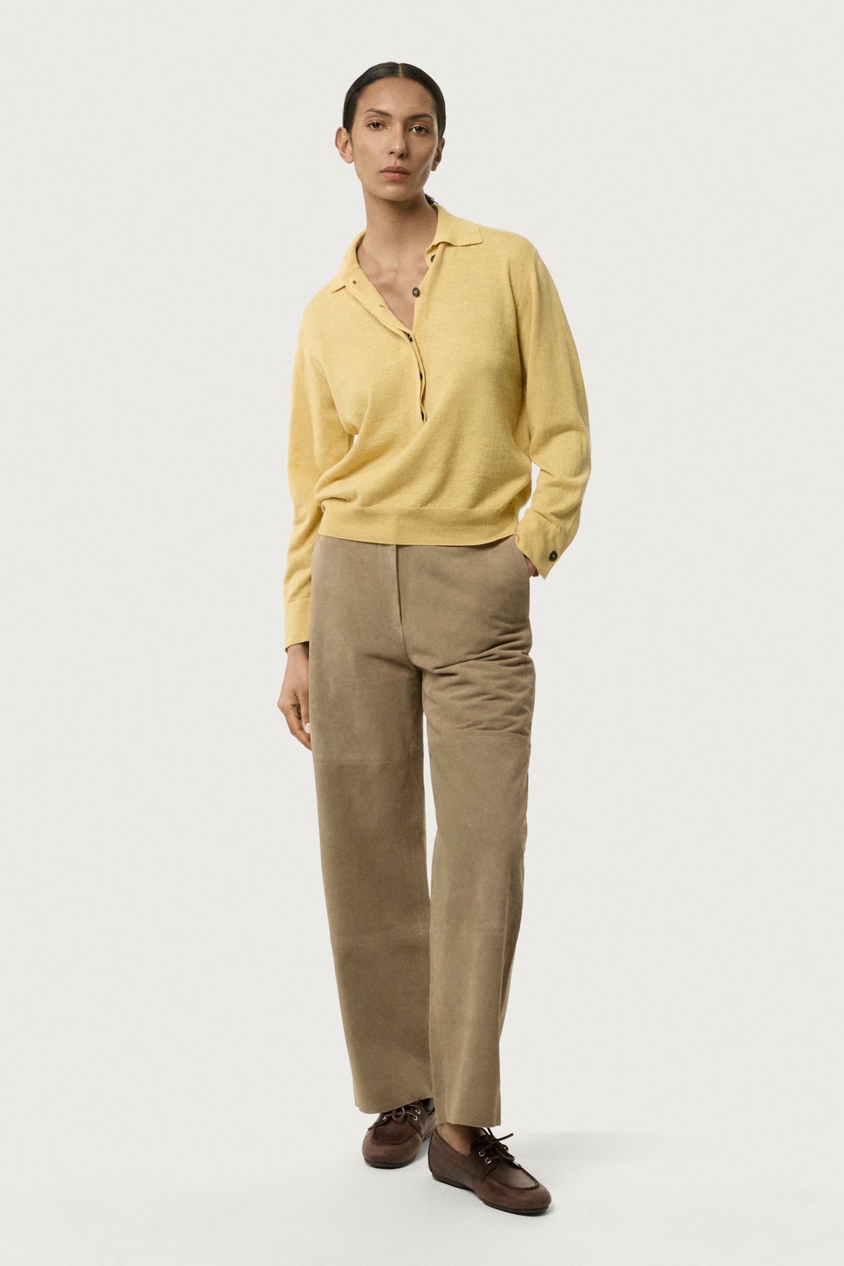The Linen Cotton Vintage Long Sleeve Polo