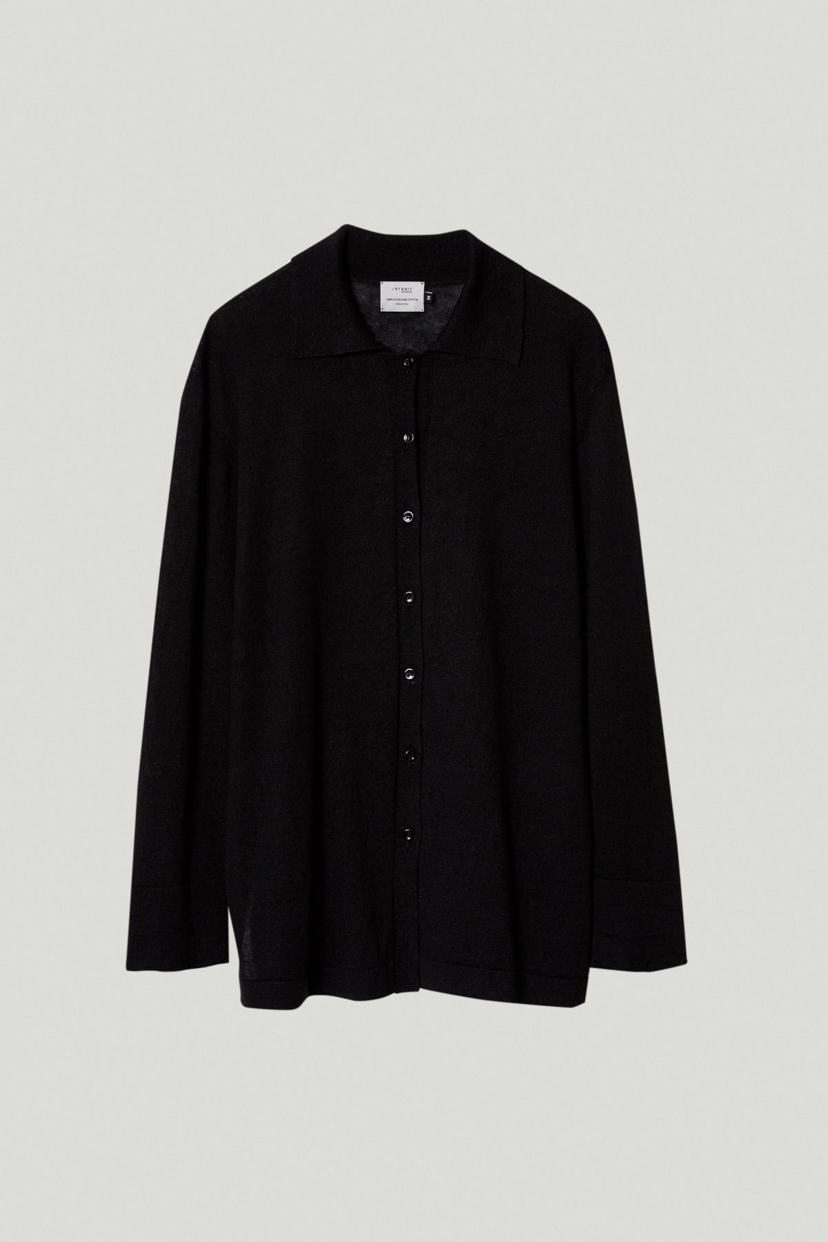 the linen cotton long sleeve shirt black
