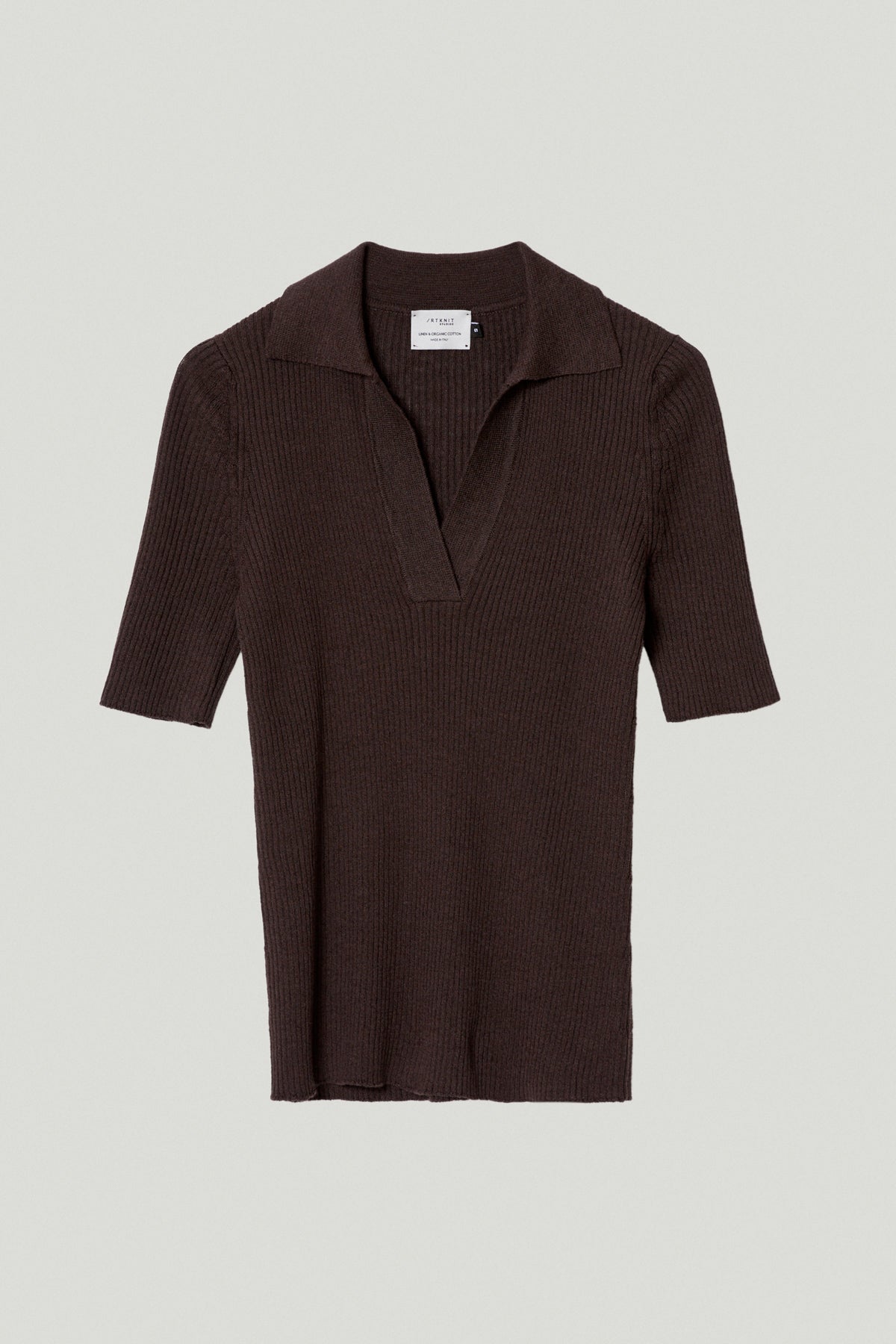 the linen cotton ribbed polo brown