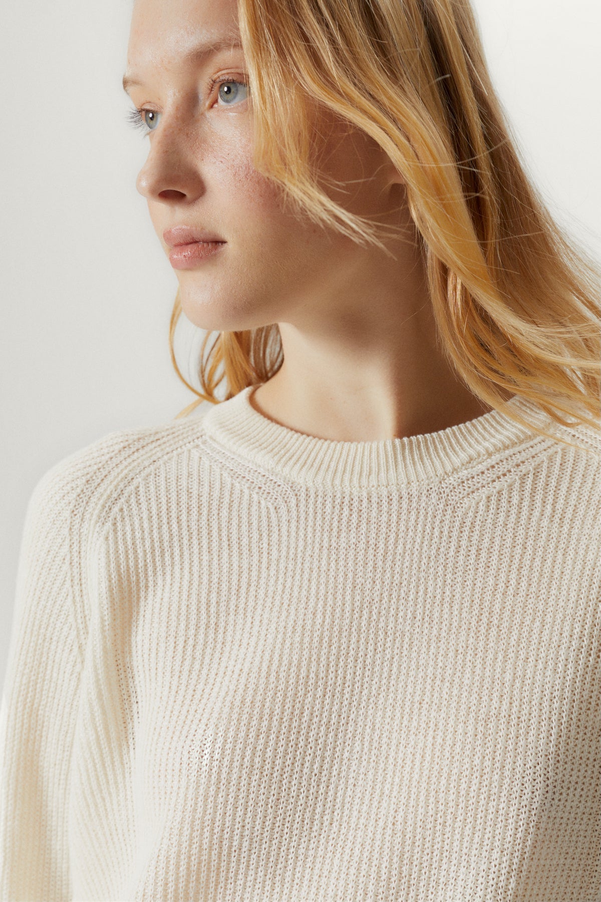 the linen cotton ribbed sweater milk white