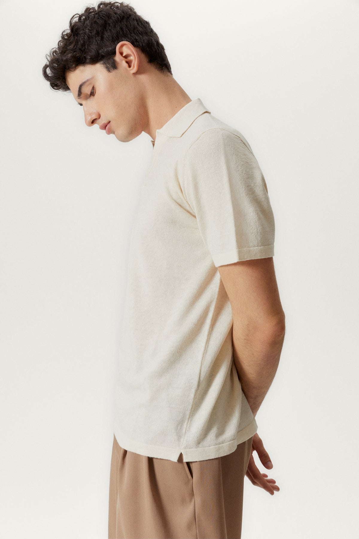 the linen cotton vintage polo milk white