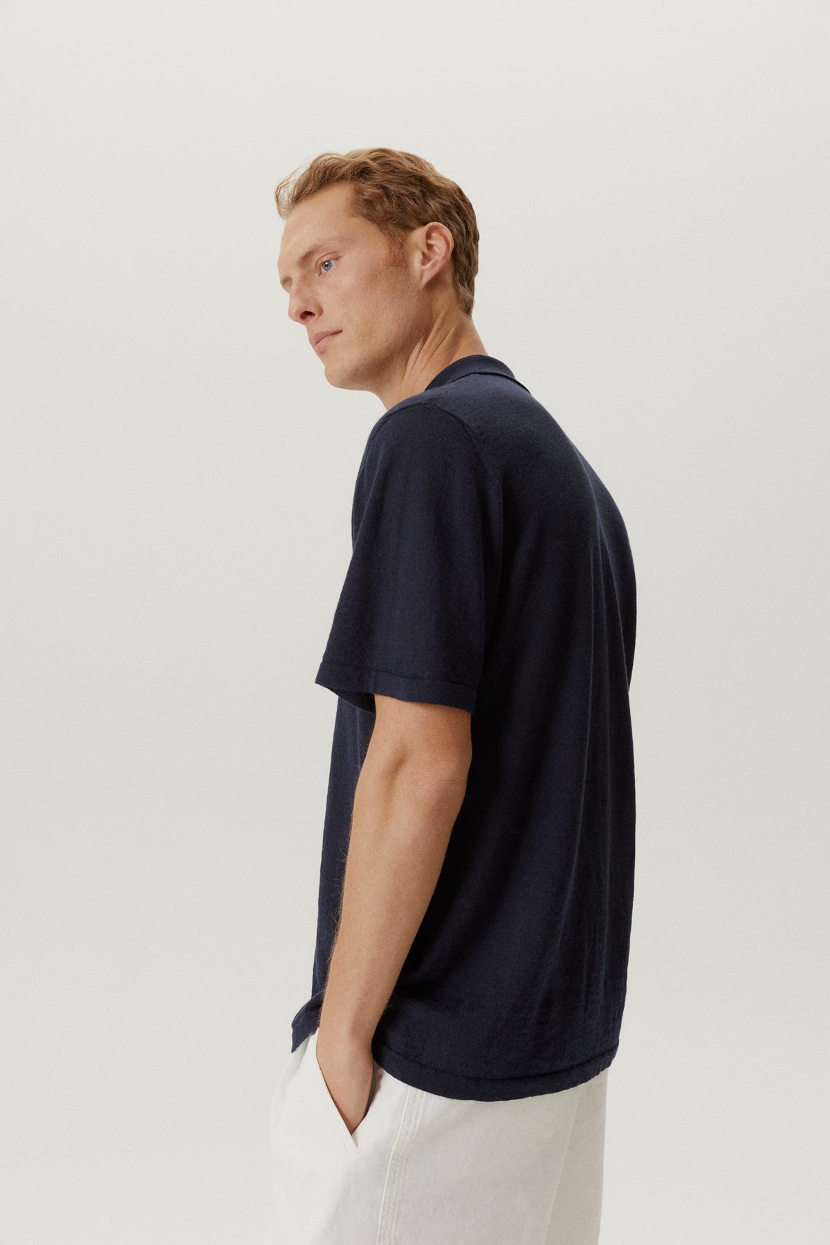 the linen cotton short sleeve shirt 2 blue navy