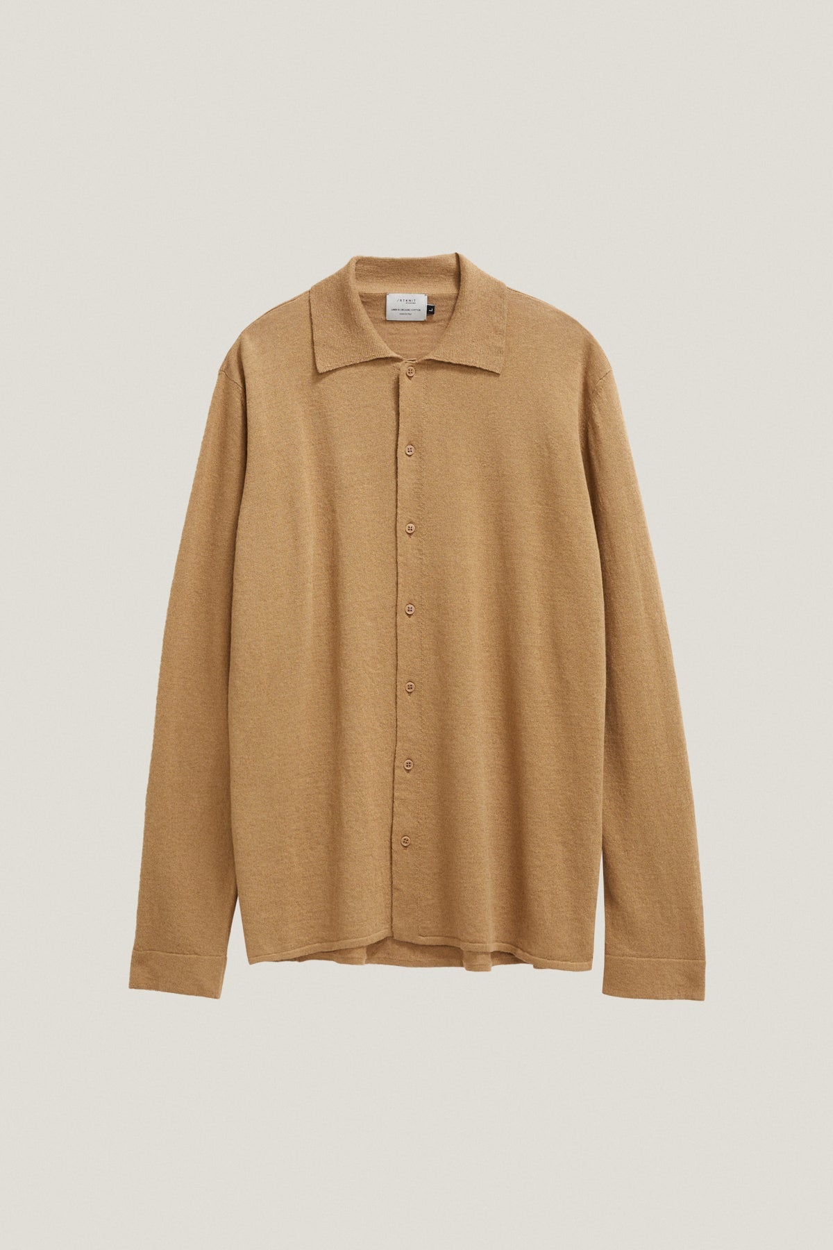 the linen cotton knit shirt imperfect version 8 camel