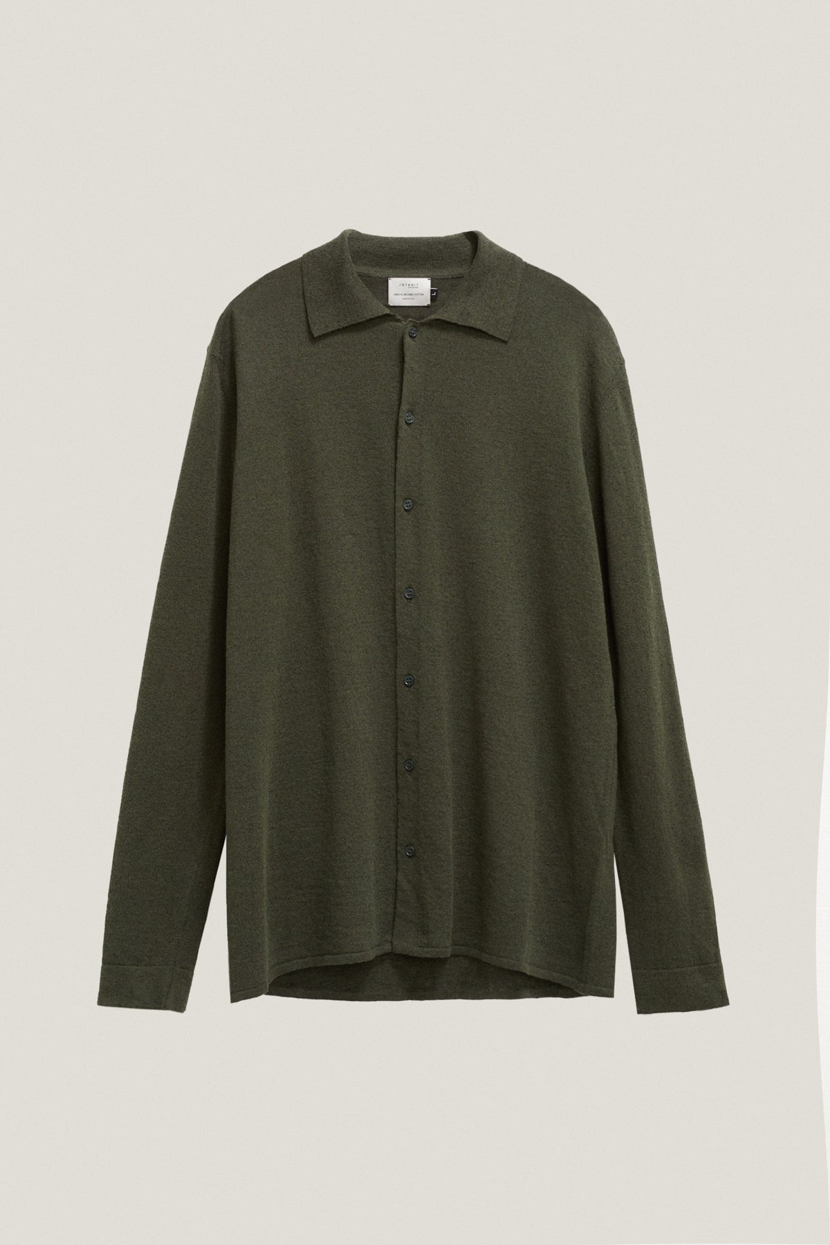 the linen cotton knit shirt military green