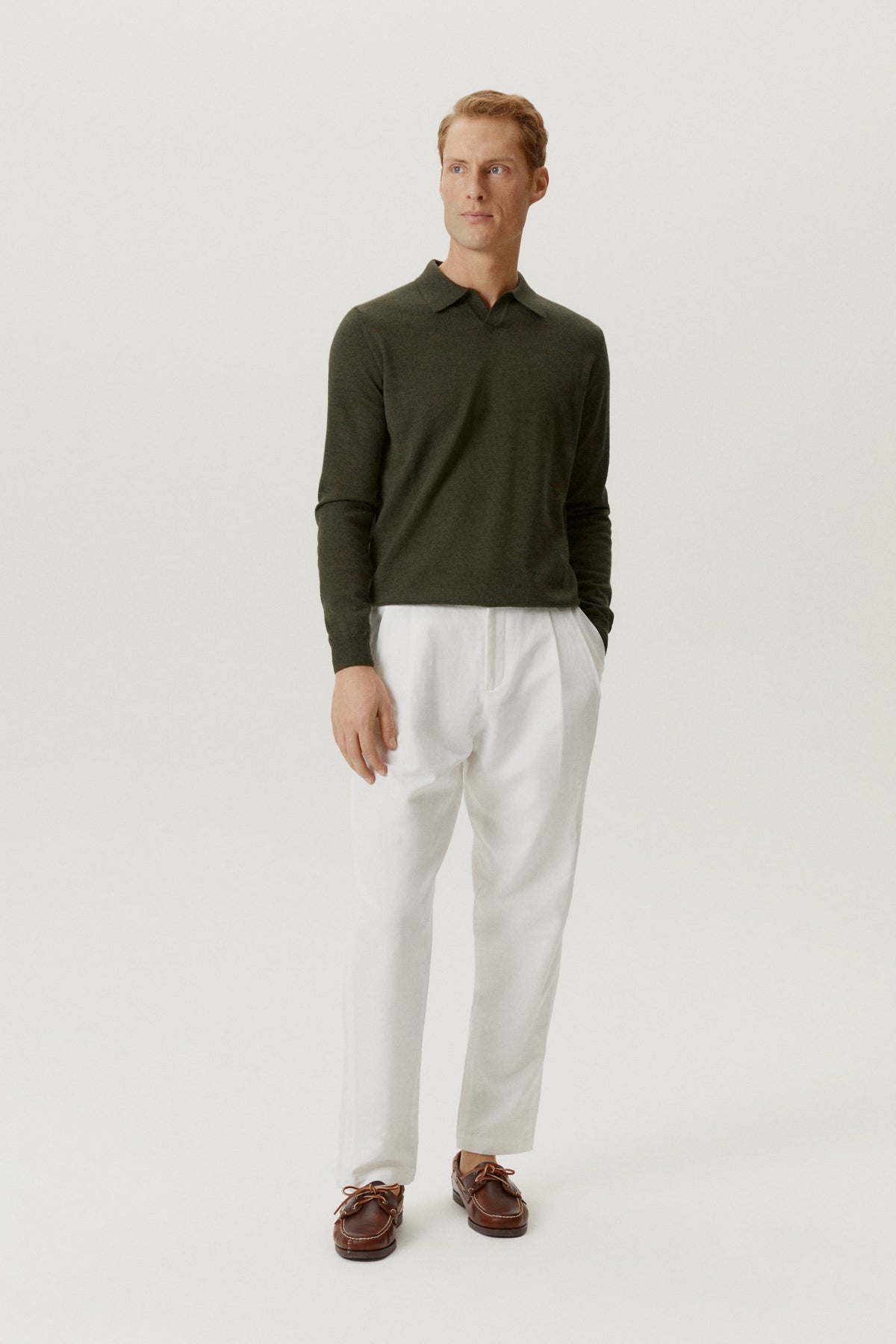 the merino wool polo military green