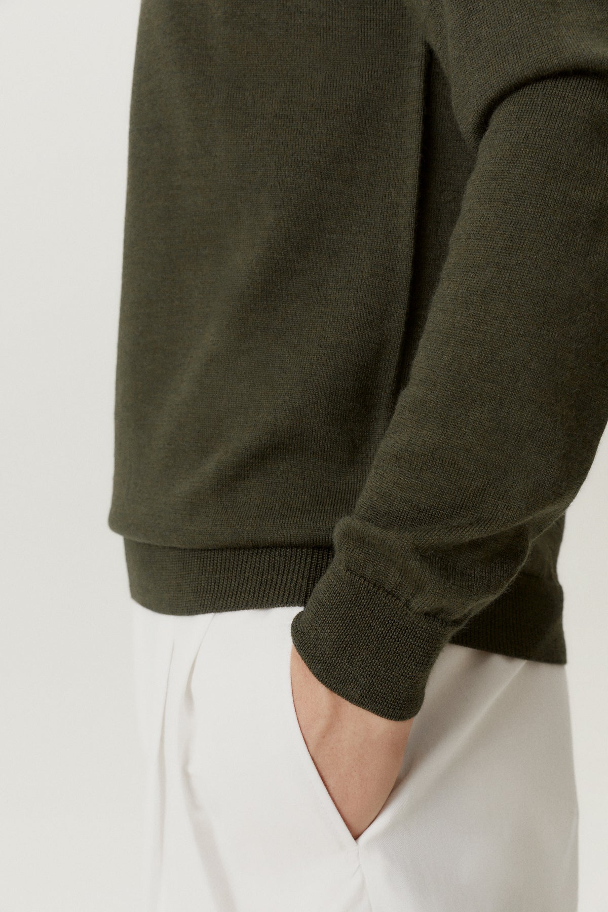 the merino wool polo military green