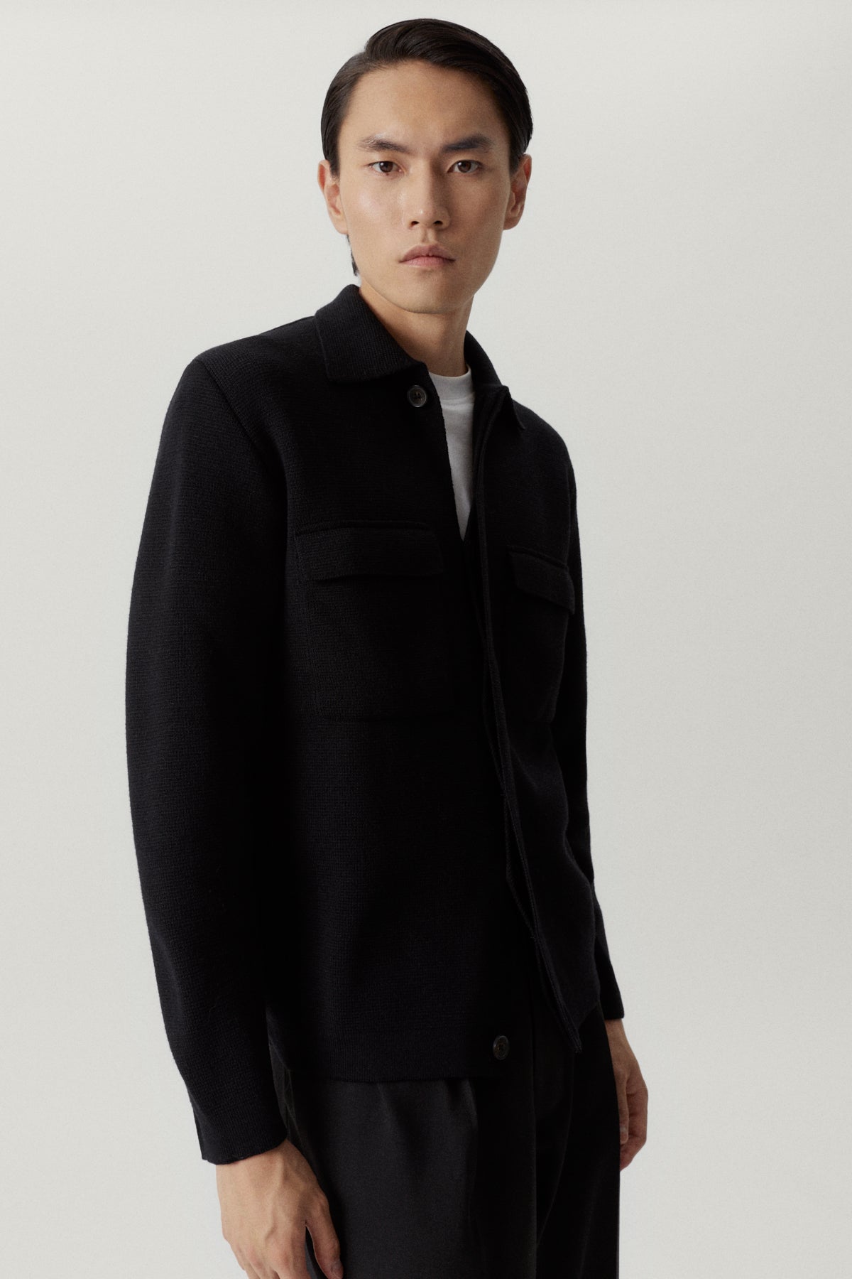 the wool overshirt jacket black