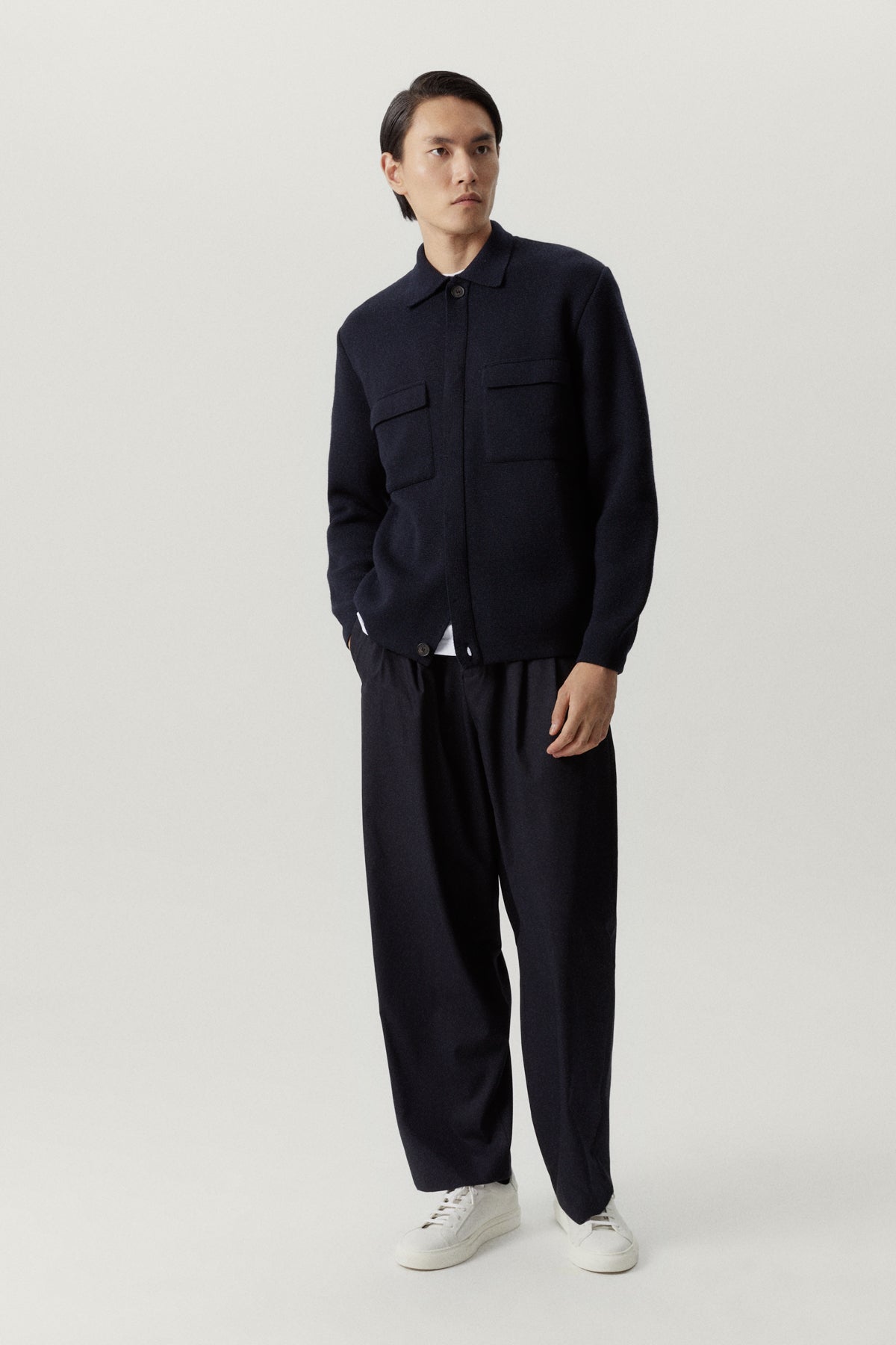 the wool overshirt jacket oxford blue