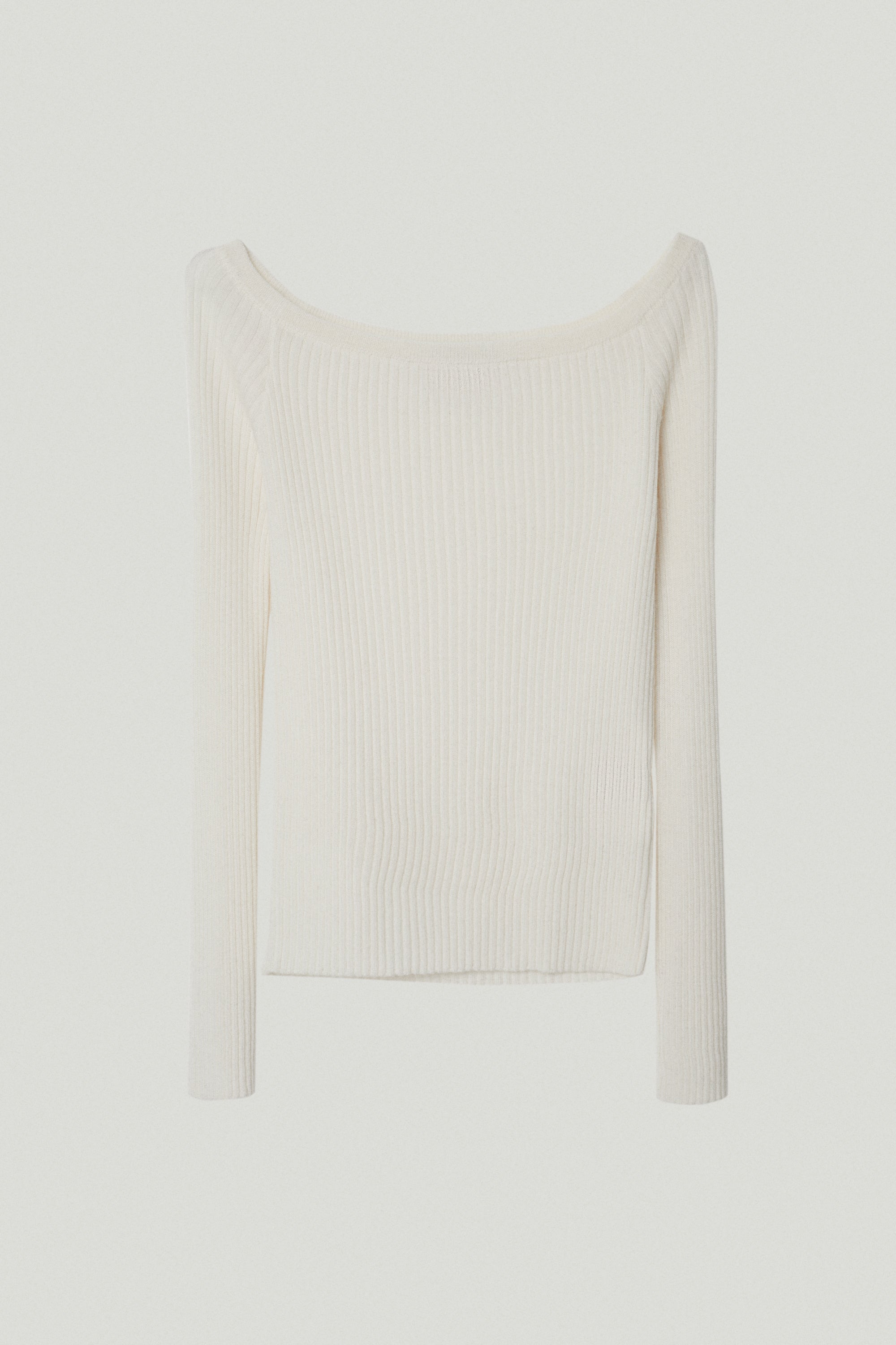 the merino wool off the shoulder top snow white