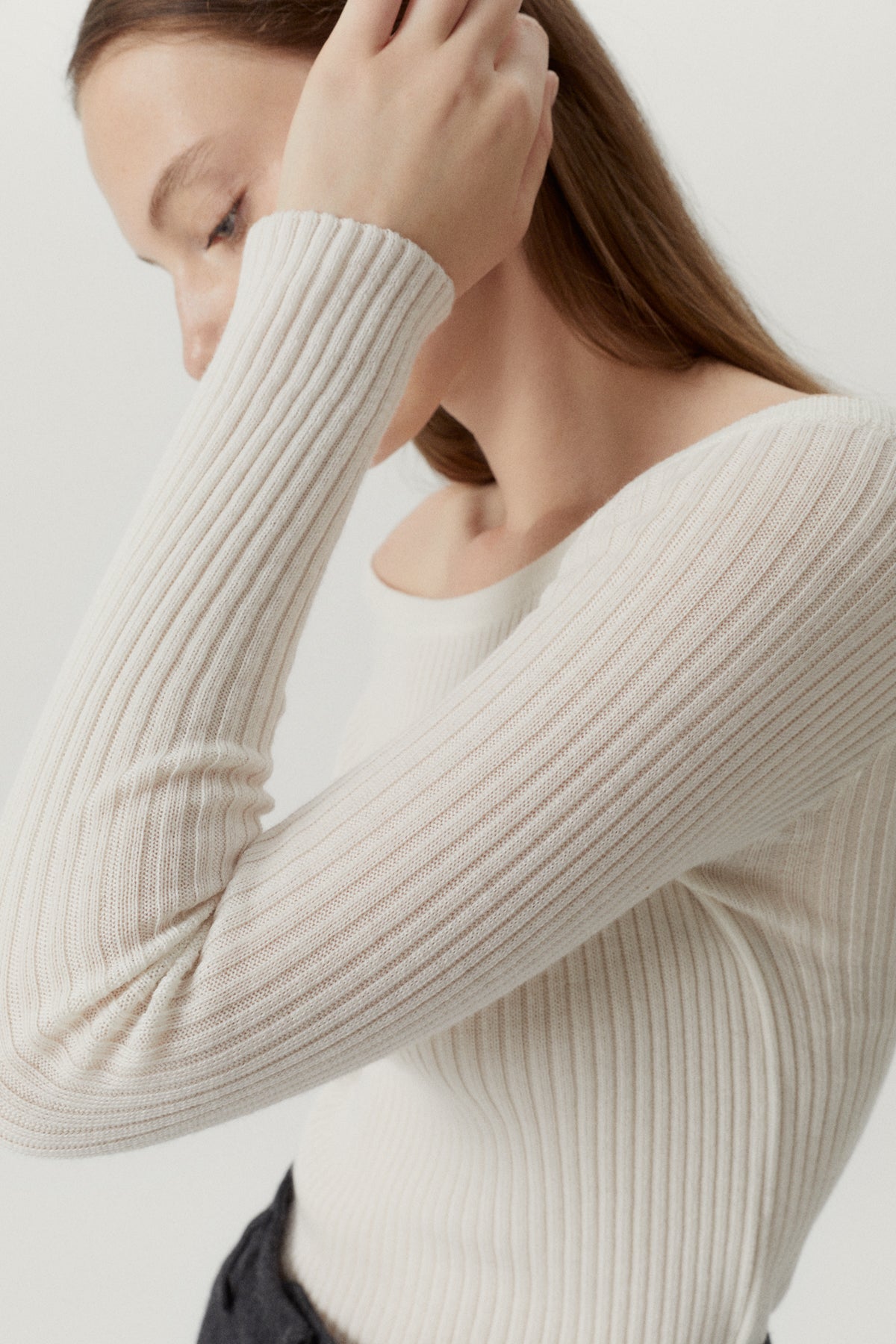 the merino wool off the shoulder top snow white