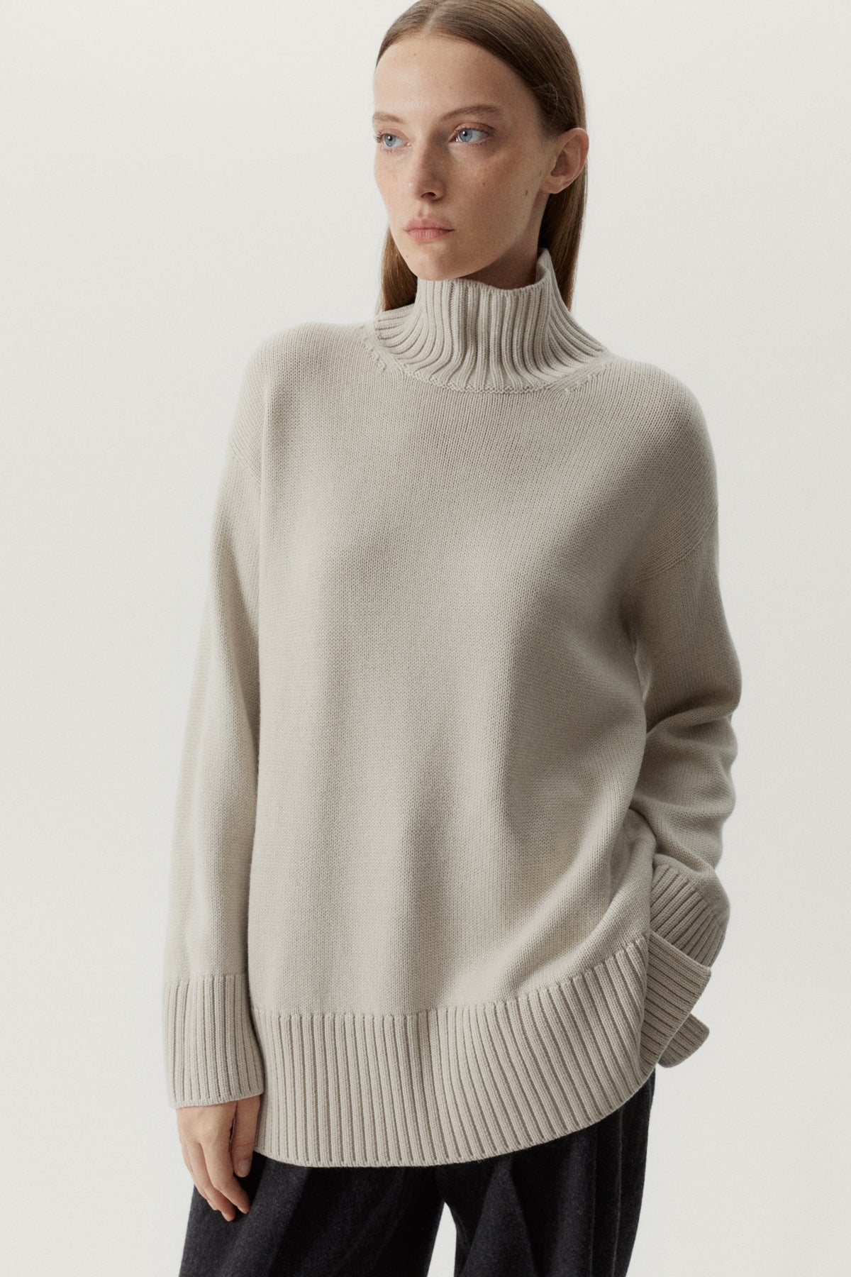 the merino wool oversize high neck pearl