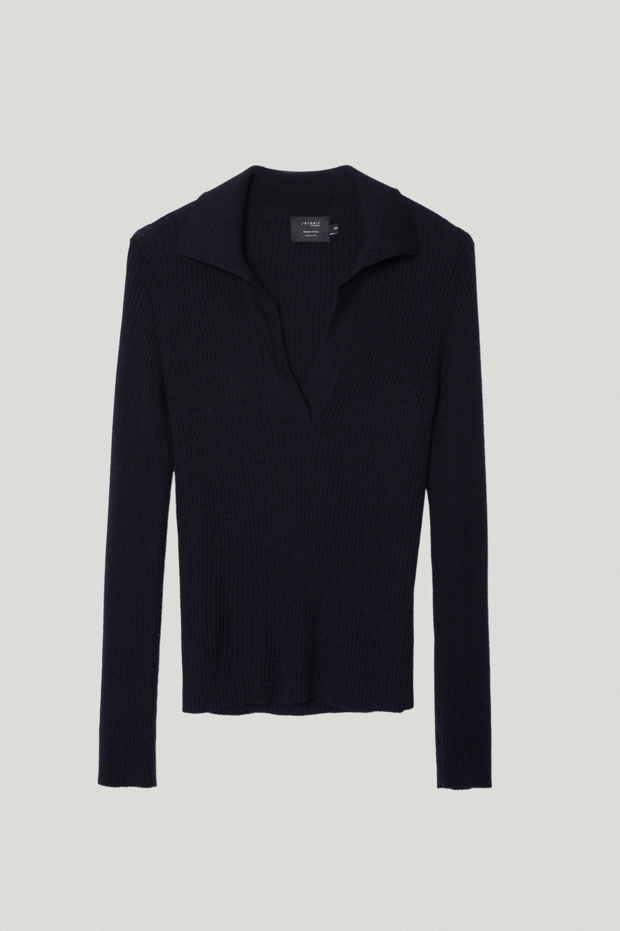 the merino wool ribbed polo oxford blue