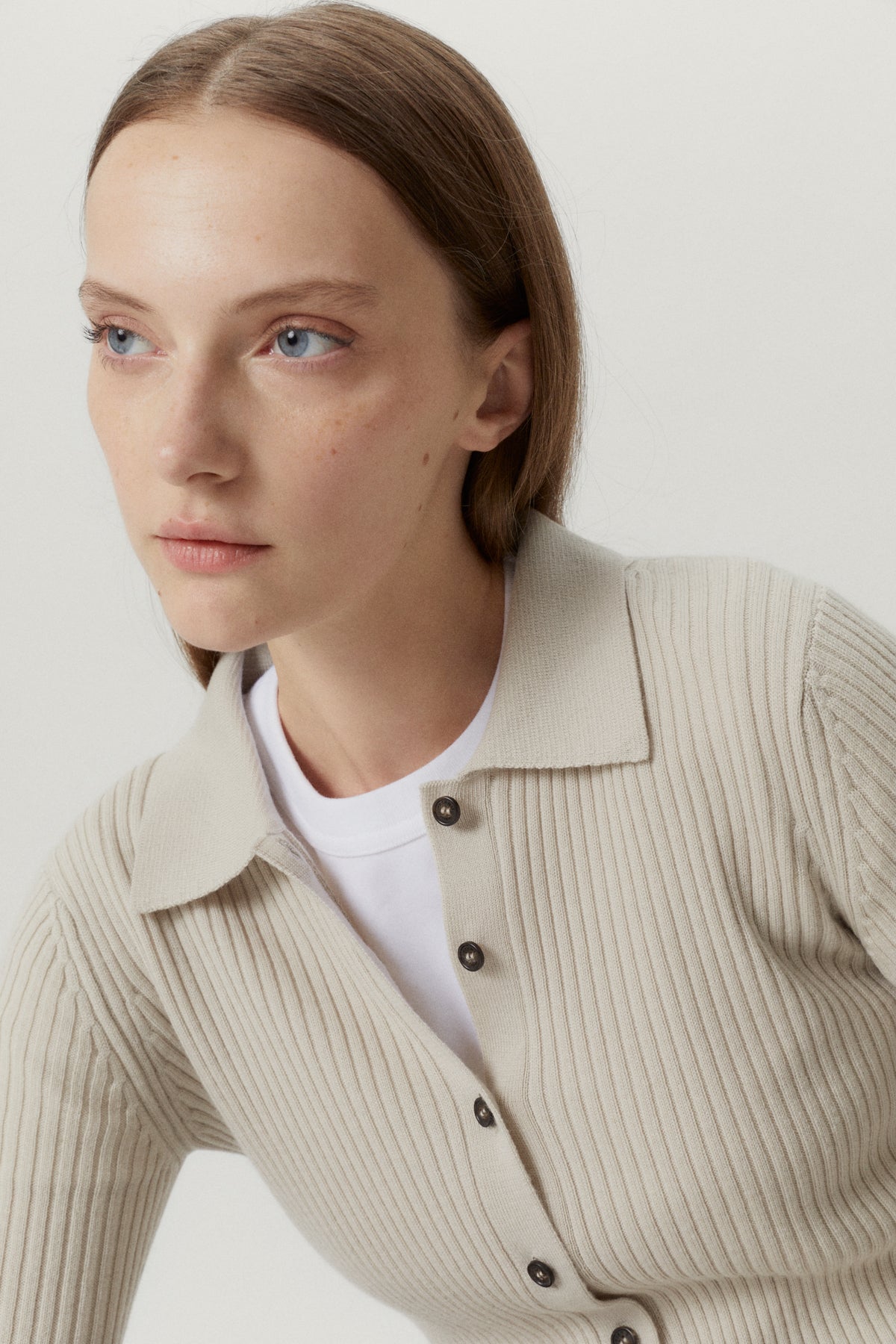 the merino wool ribbed shirt pearl