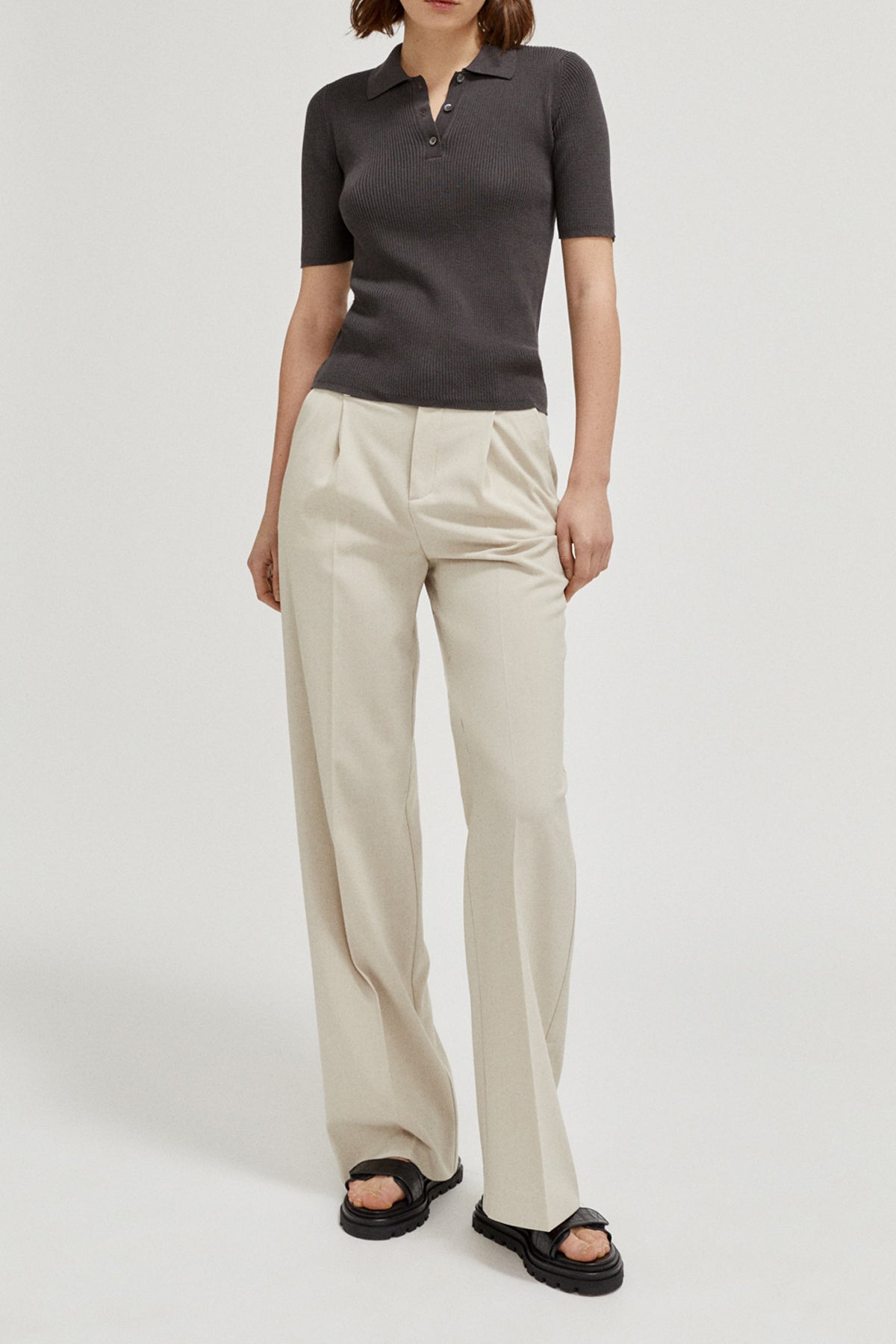 the organic cotton ribbed polo imperfect version graphite