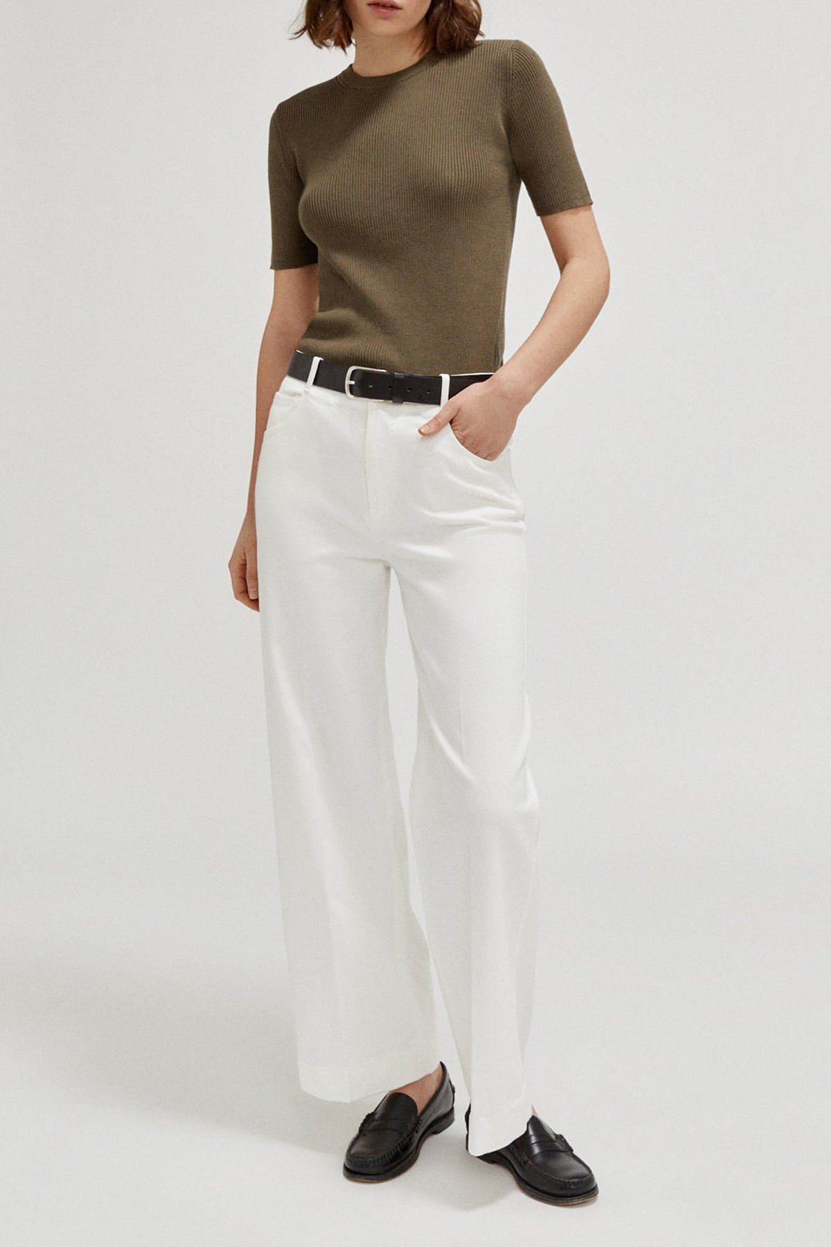 the organic cotton ribbed t shirt imperfect version kaki green