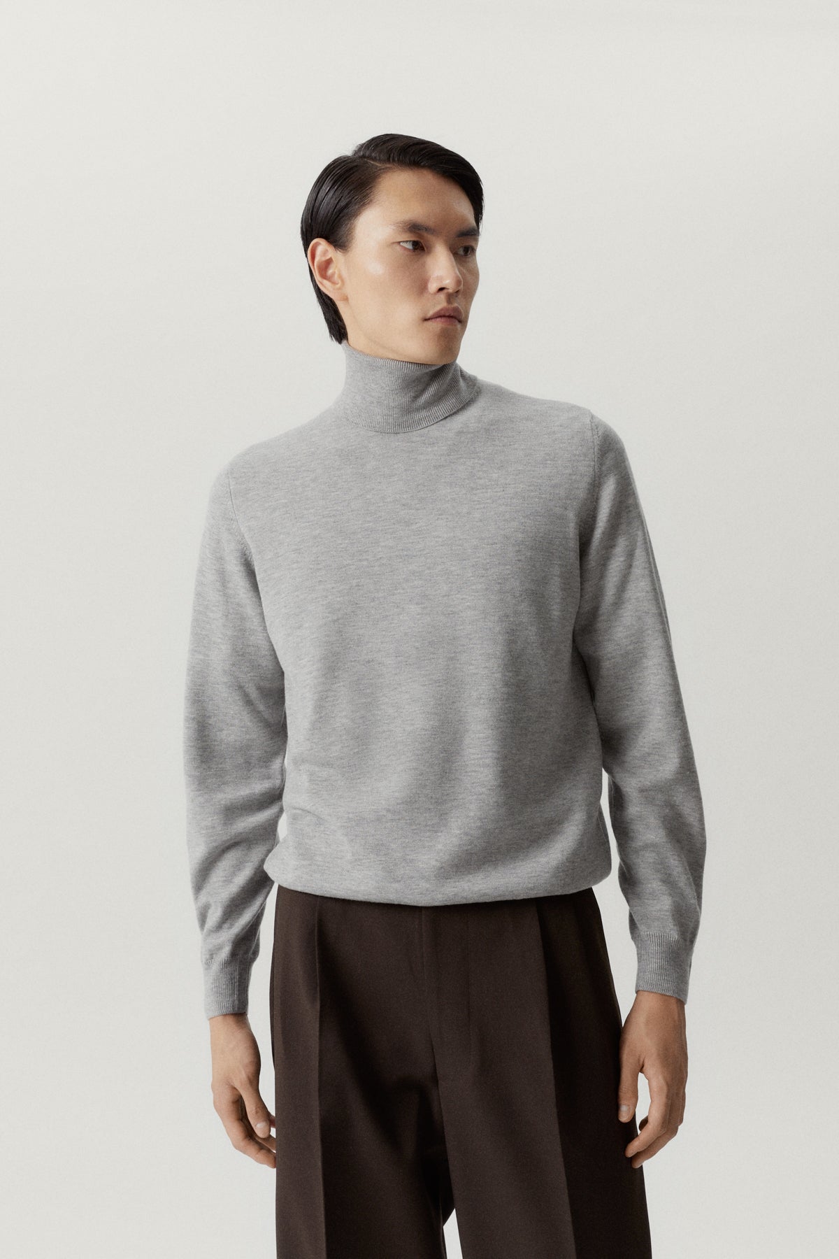 the ultrasoft roll neck sweater grey melange
