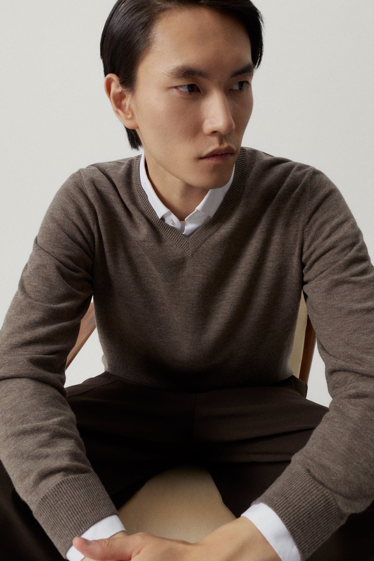 the ultrasoft v neck sweater brown melange