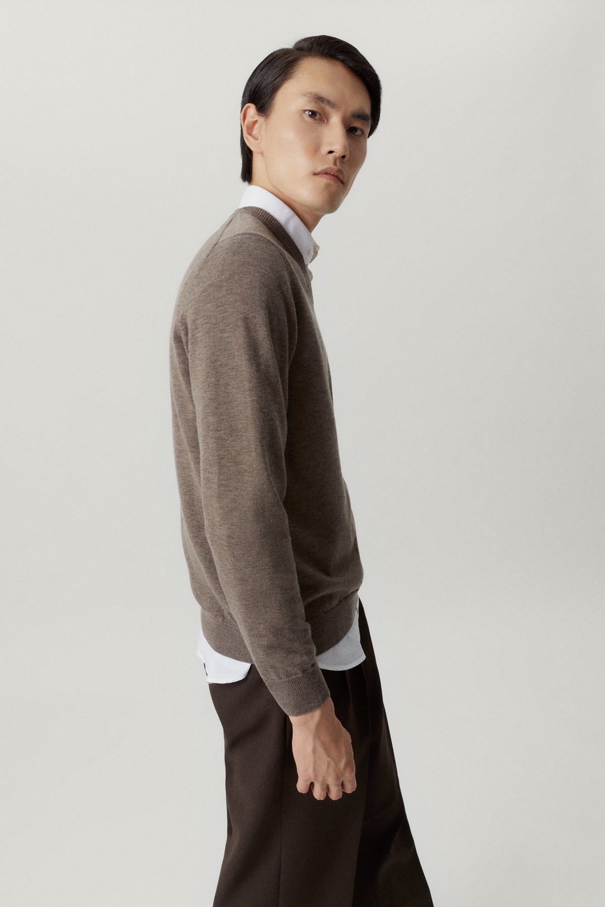 the ultrasoft v neck sweater brown melange
