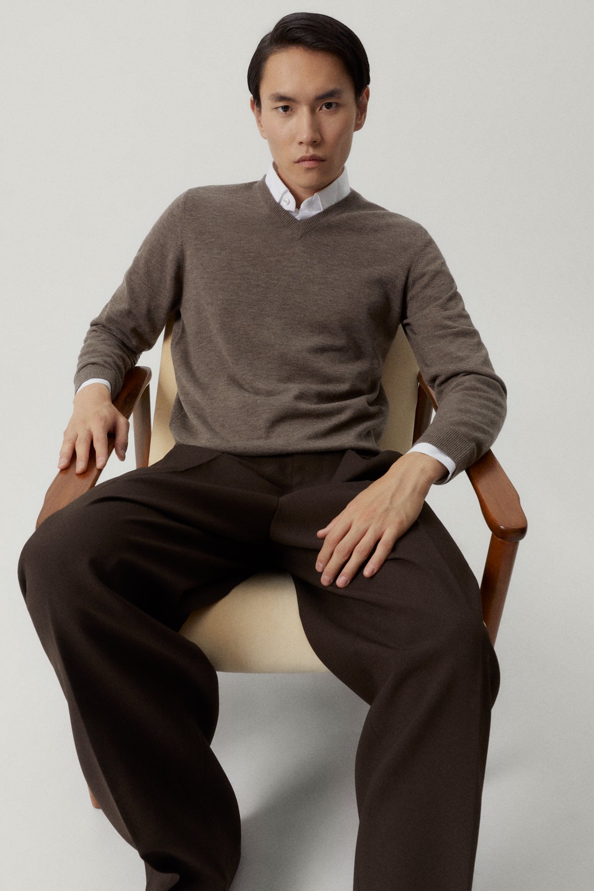 the ultrasoft v neck sweater brown melange