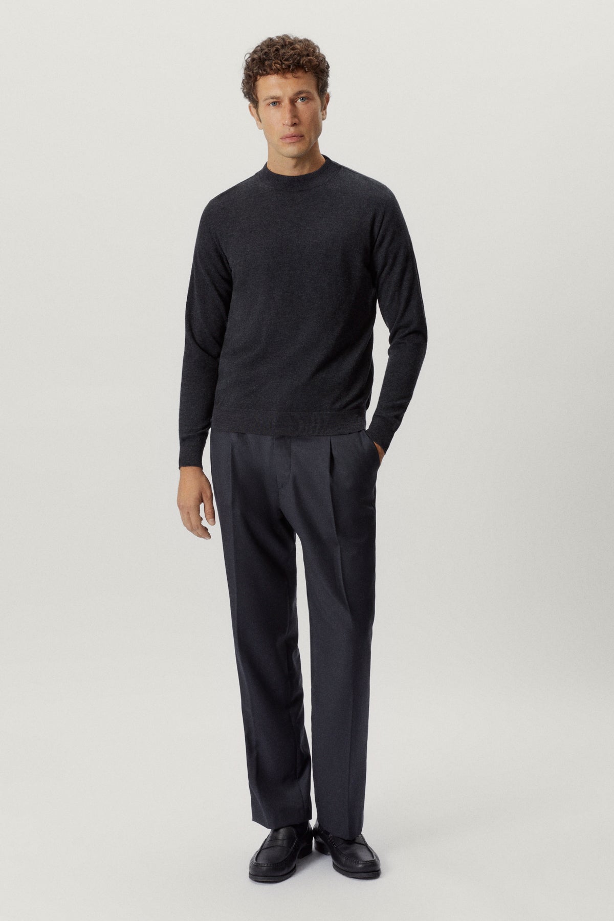 the ultrasoft wool mock neck anthracite melange