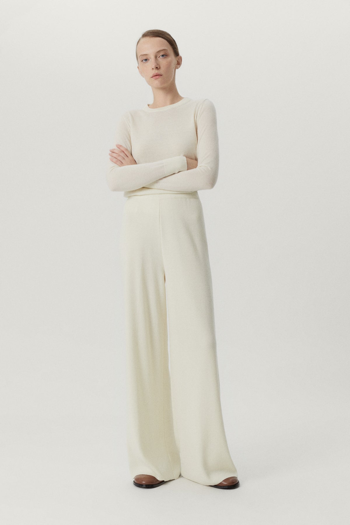 the ultrasoft wool palazzo pants natural white
