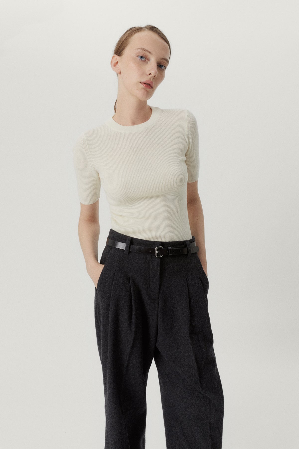 the ultrasoft wool ribbed t shirt natural white