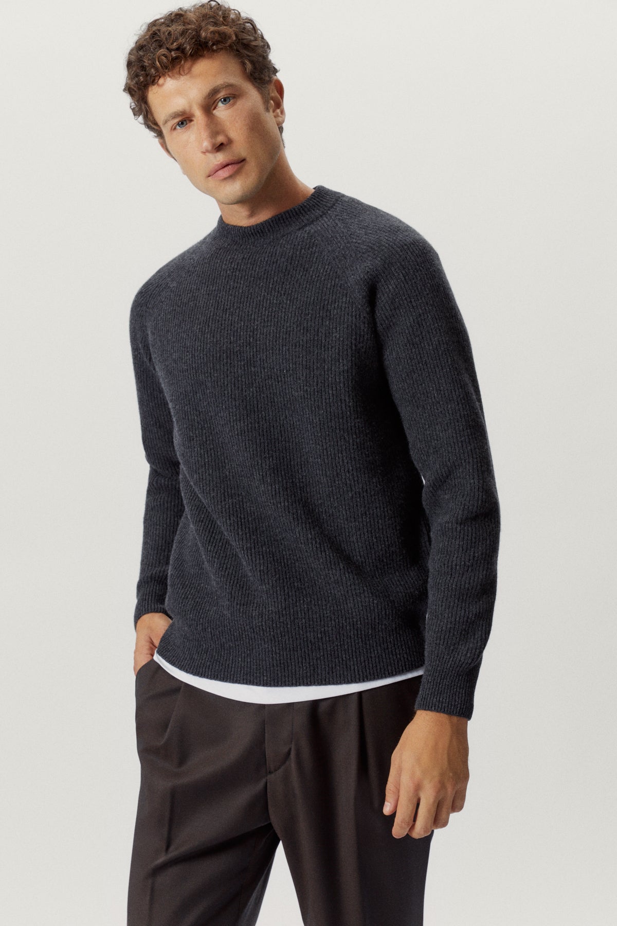 the woolen perkins sweater ash grey