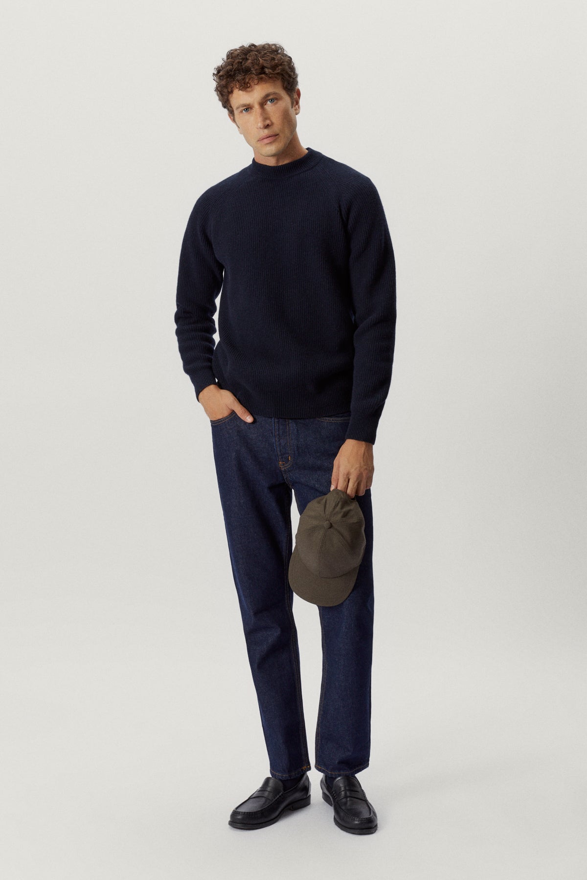 the woolen perkins sweater blue navy