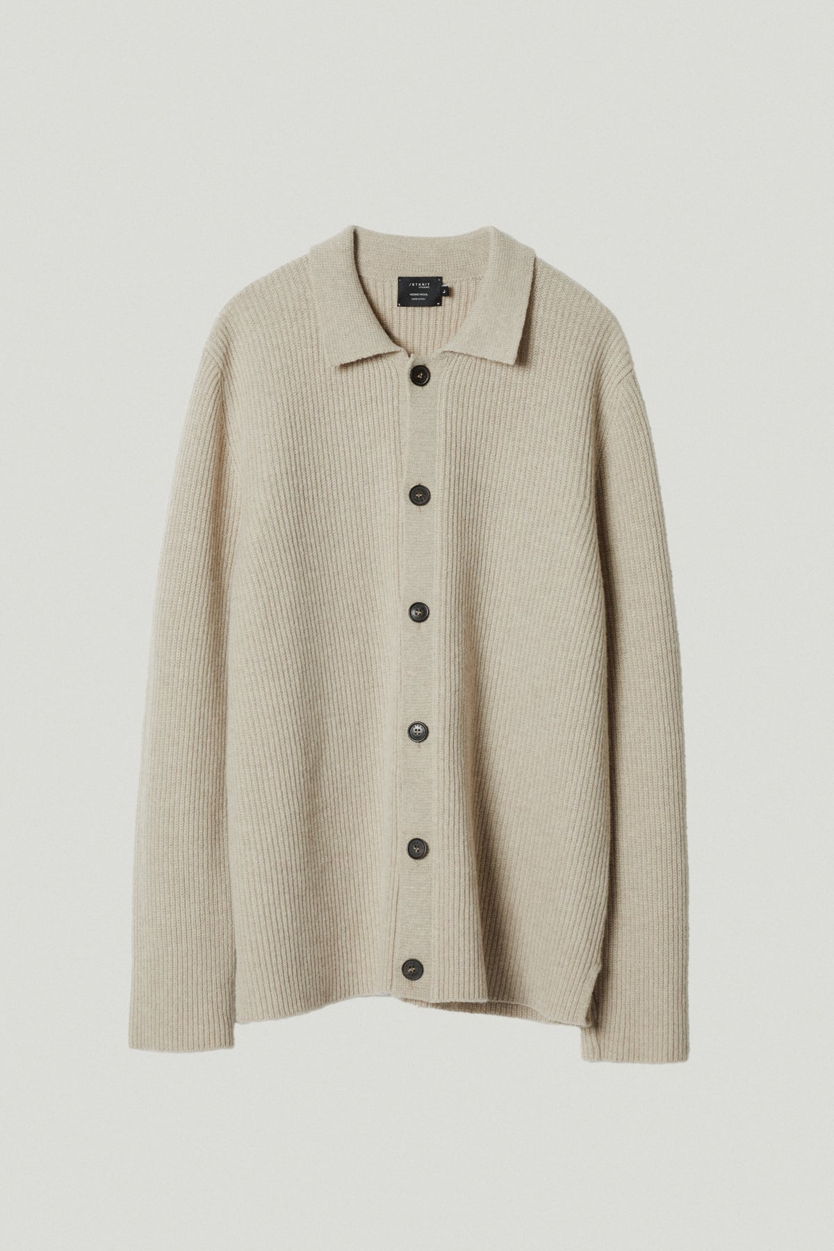 the woolen ribbed overshirt ecru