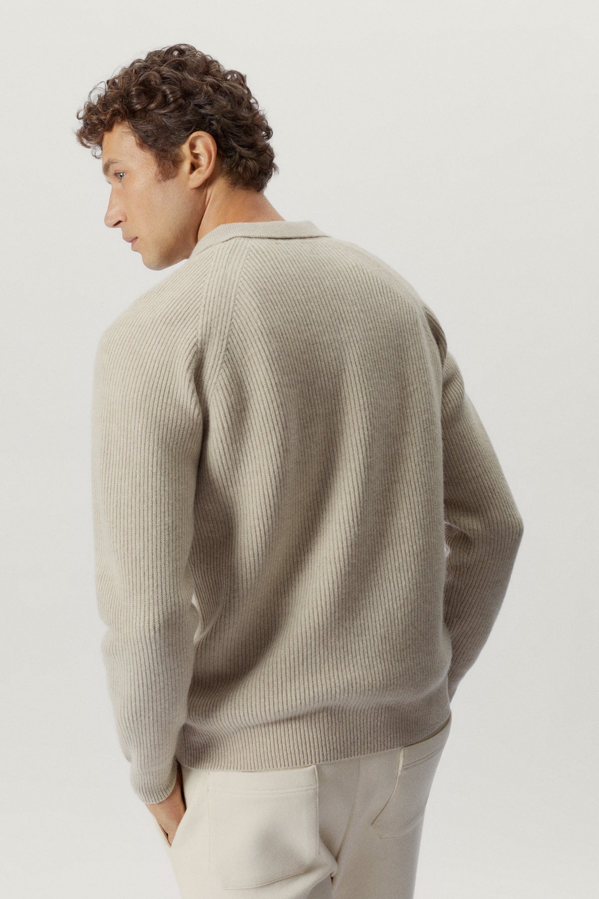 the woolen ribbed polo ecru