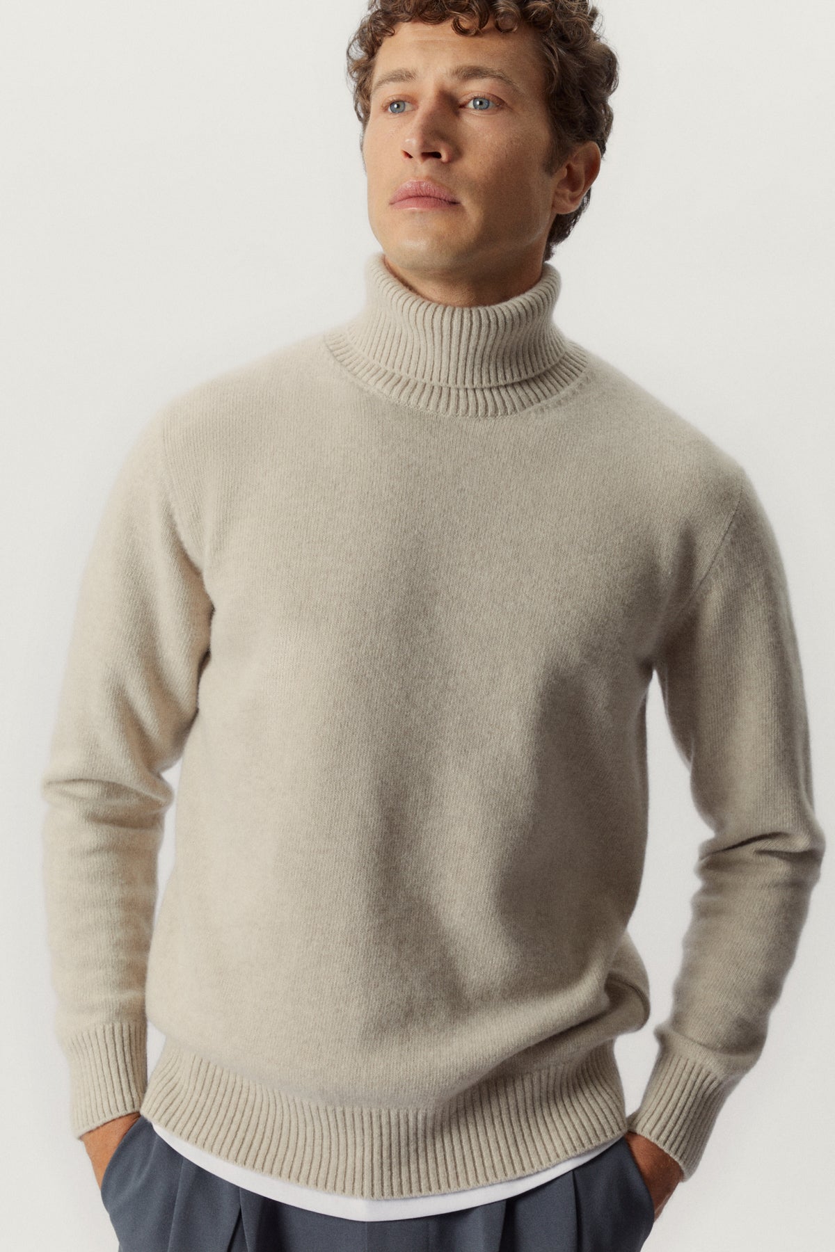 the woolen roll neck ecru
