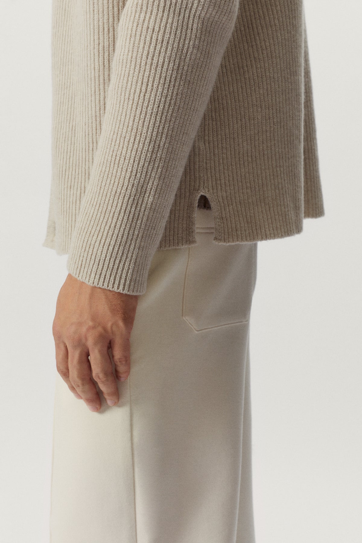 the woolen ribbed overshirt ecru