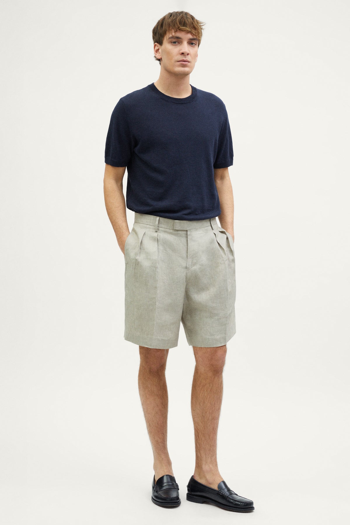 The Linen Twill Bermuda Shorts - sand melange