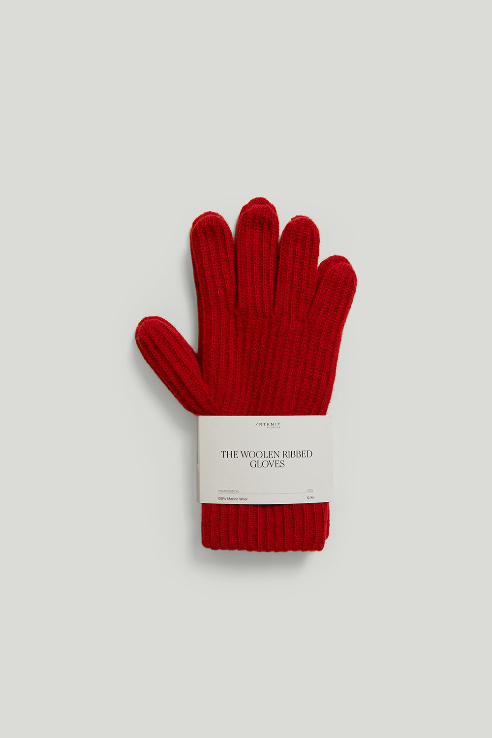 The Woolen Ribbed Gloves For Woman Red / XS