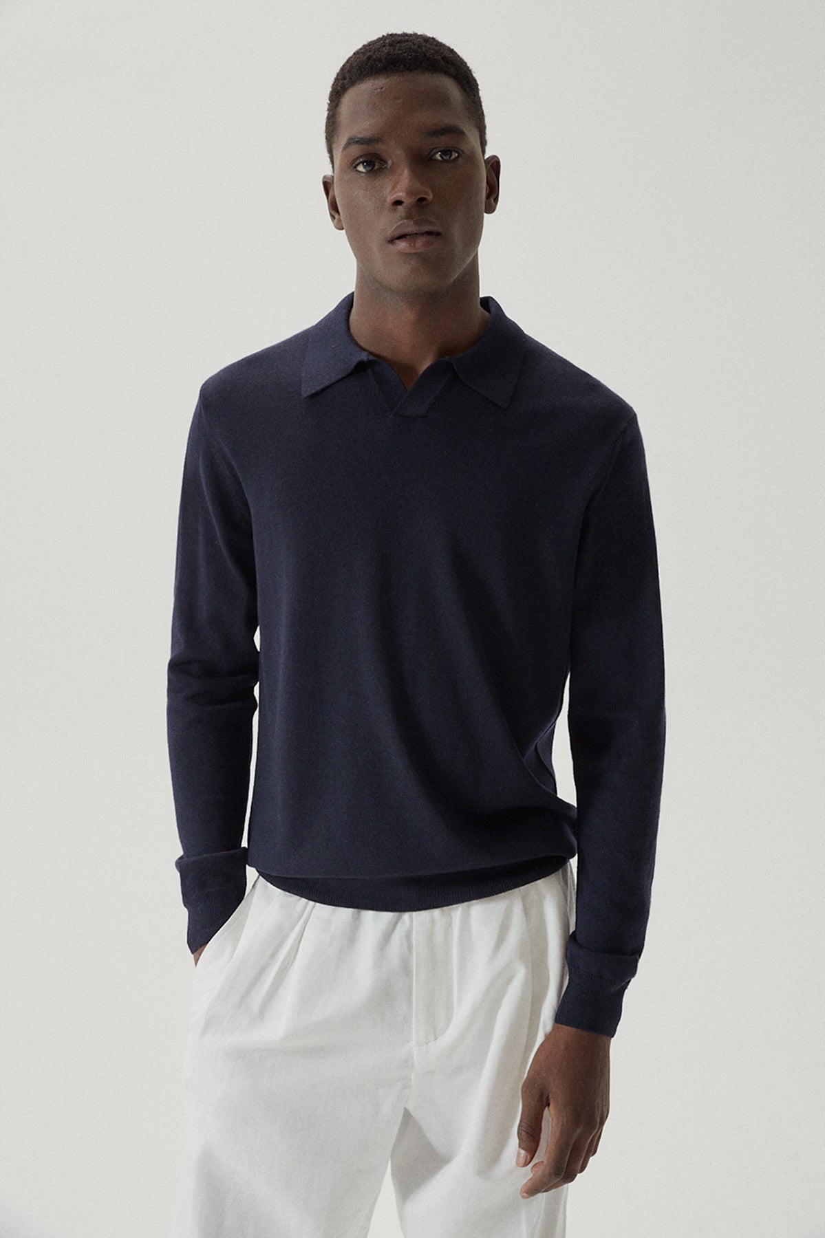 the merino wool polo oxford blue